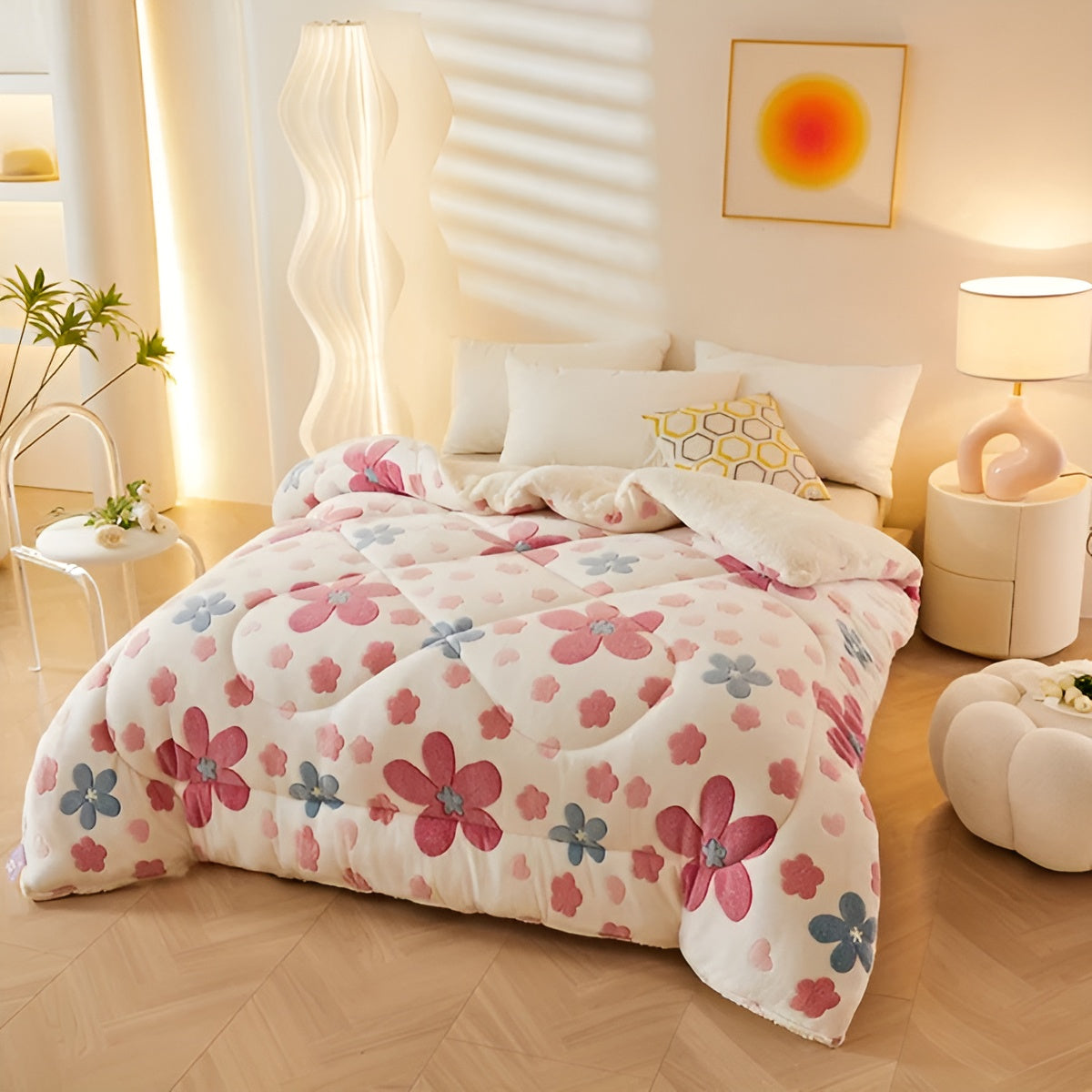 Flanell-Bettdecke mit Blumenmuster – Weich und Gemütlich | Perfekt für das Schlafzimmer