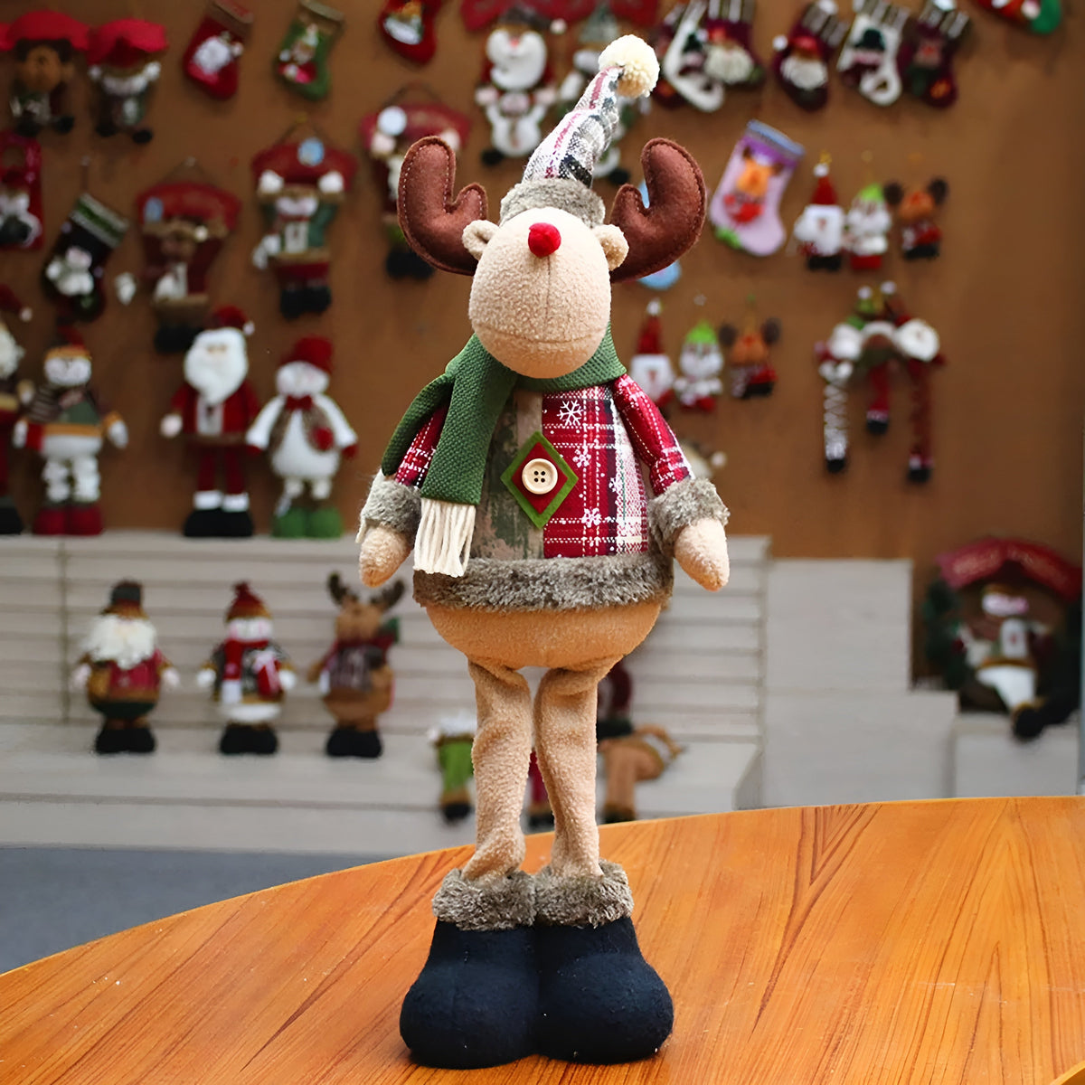 3er-Set Weihnachtsfiguren – Rentier Schneemann & Weihnachtsmann | Dekorative Stehfiguren für Festliche Deko
