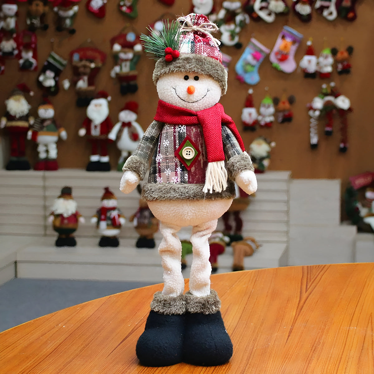 3er-Set Weihnachtsfiguren – Rentier Schneemann & Weihnachtsmann | Dekorative Stehfiguren für Festliche Deko