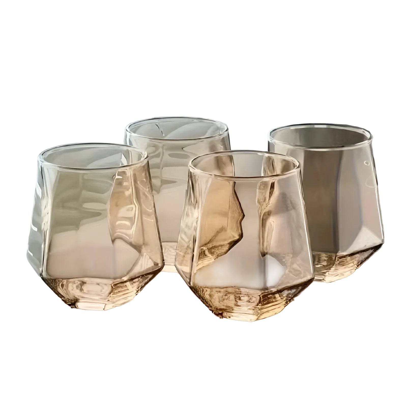 4-teiliges Geometrisches Whiskyglas-set Bunt – 300 ML Trinkgläser Für Whiskey Cocktails & Spirituosen | Elegante