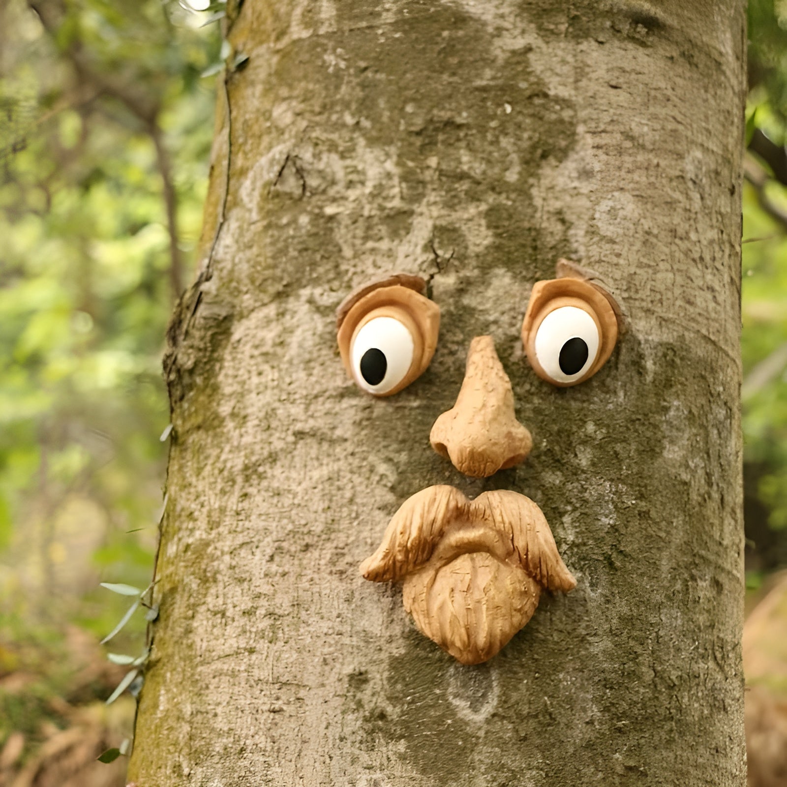 Baumgesicht-Gartendekoration, 4er-Set – Baumgesicht-Skulptur aus Kunstharz für den Außenbereich | Lustige Baumgesichter