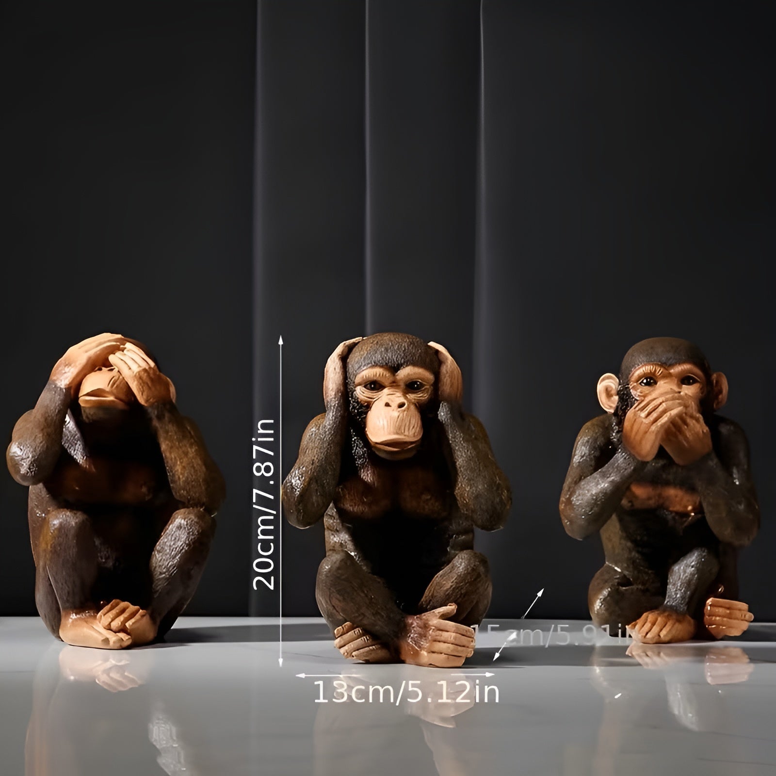 Realistische Gorilla-Figuren im Set – Detailreich und Dekorativ | Perfekt für Büro Wohnzimmer und Regal - Skulptur