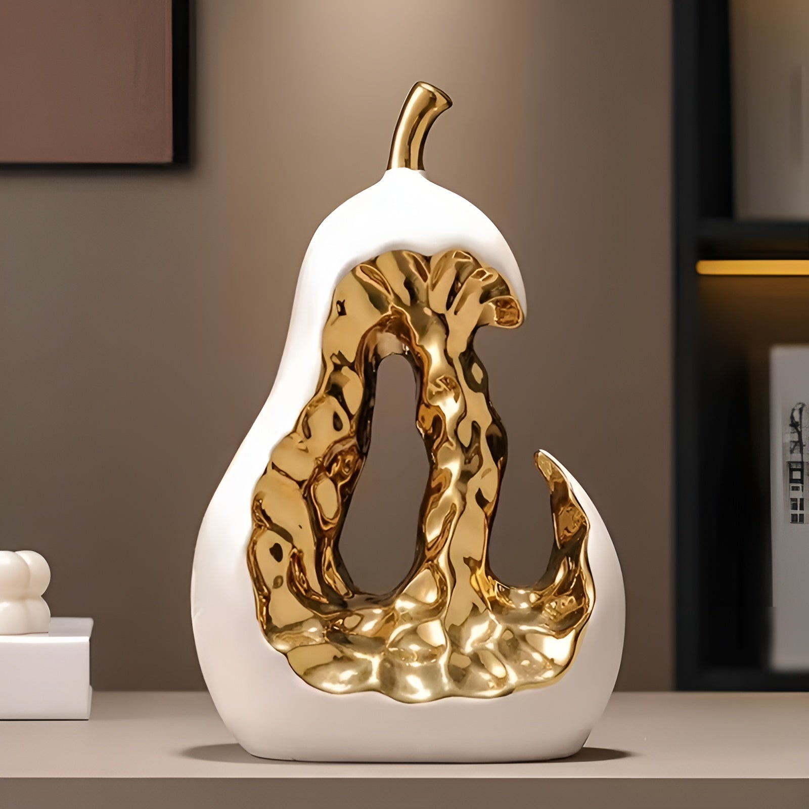 Abstrakte Keramikbirne – Elegante Dekofigur | Hochwertige Wohnaccessoires für Sideboard und Vitrine - Keramikfigur