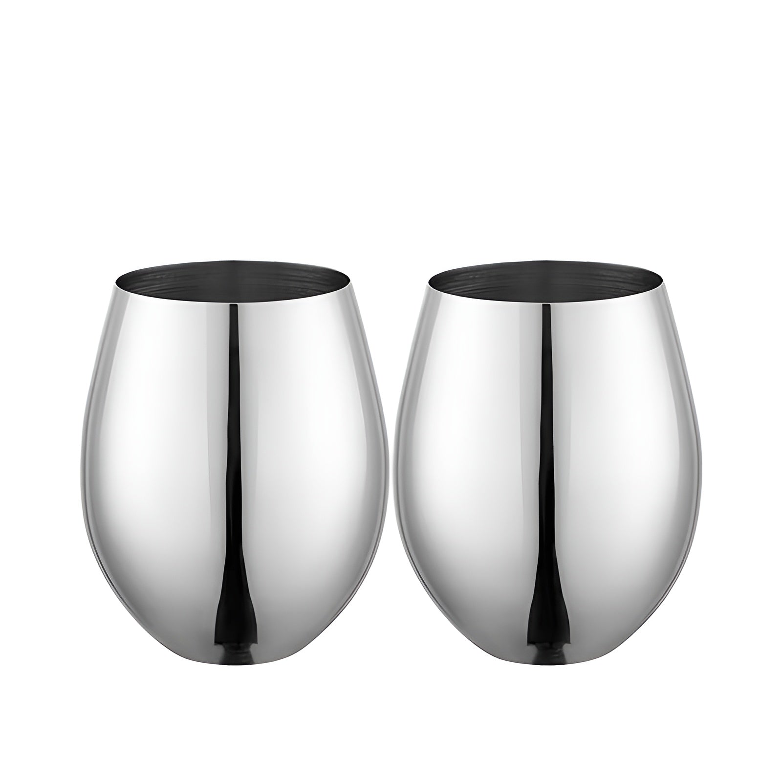 Eiförmige Cocktailgläser aus Edelstahl (2er-Set) – Rostfrei & Stilvoll | Perfekt für Cocktails und Longdrinks - Silber