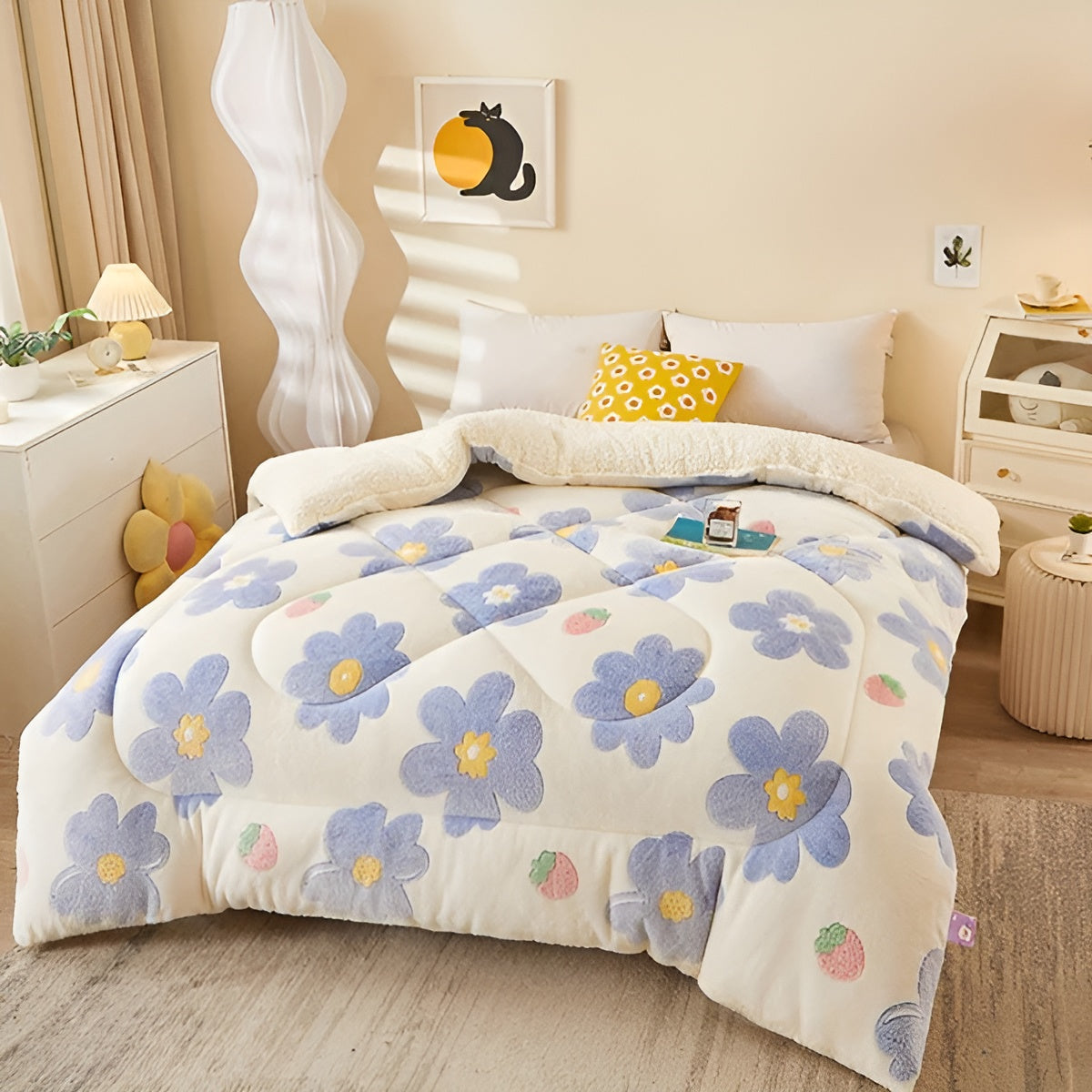 Flanell-Bettdecke mit Blumenmuster – Weich und Gemütlich | Perfekt für das Schlafzimmer