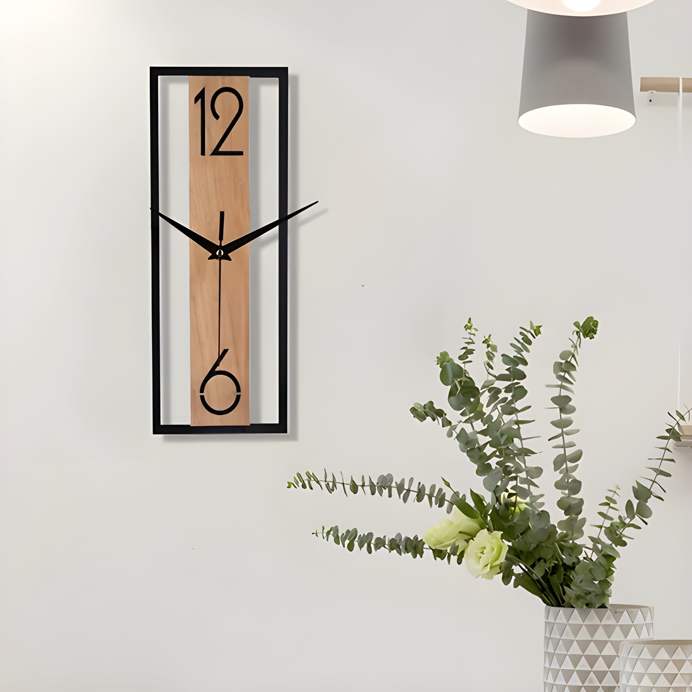 Rechteckige Wanduhr in Holzoptik – Modern und Stilvoll | Dekorativ für Wohnzimmer Büro oder Küche - 30*11cm - Wanduhr