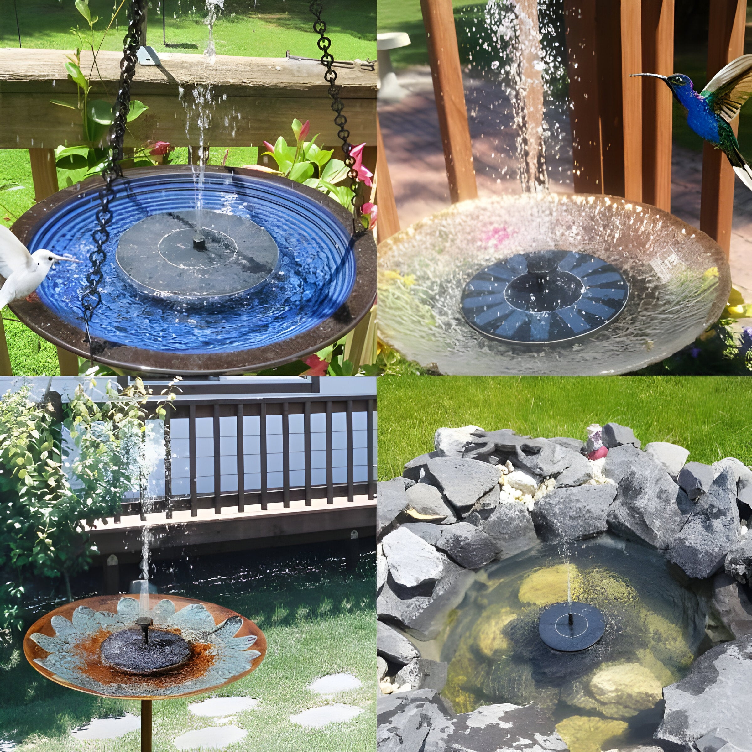 AquaBliss Rise - Solar-Wasserbrunnen für Draußen