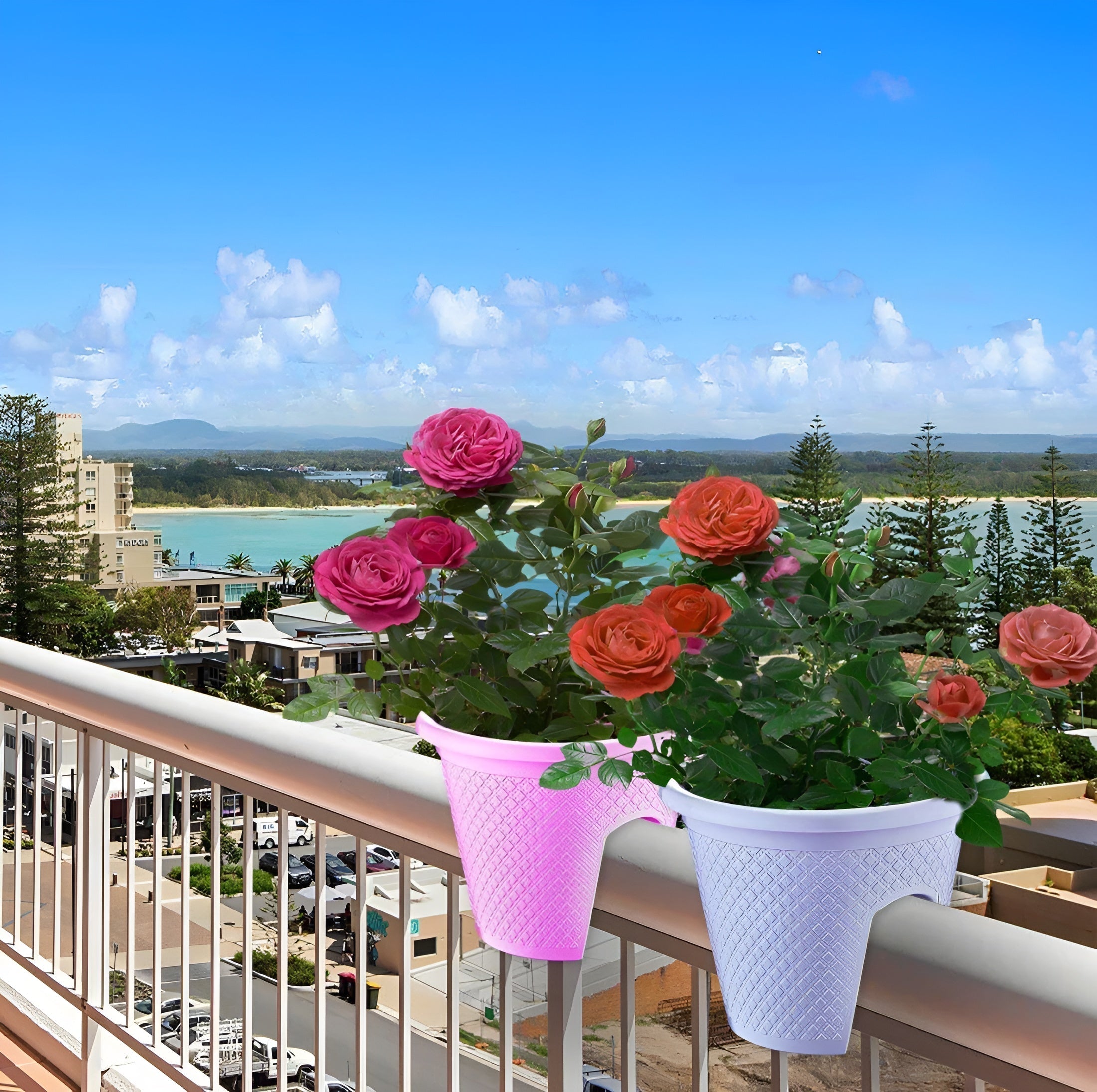 4er-Set Balkon-Pflanzenständer – Mehrstufiges Design | Maximale Platzausnutzung für Pflanzen - Hängende Blumentöpfe!