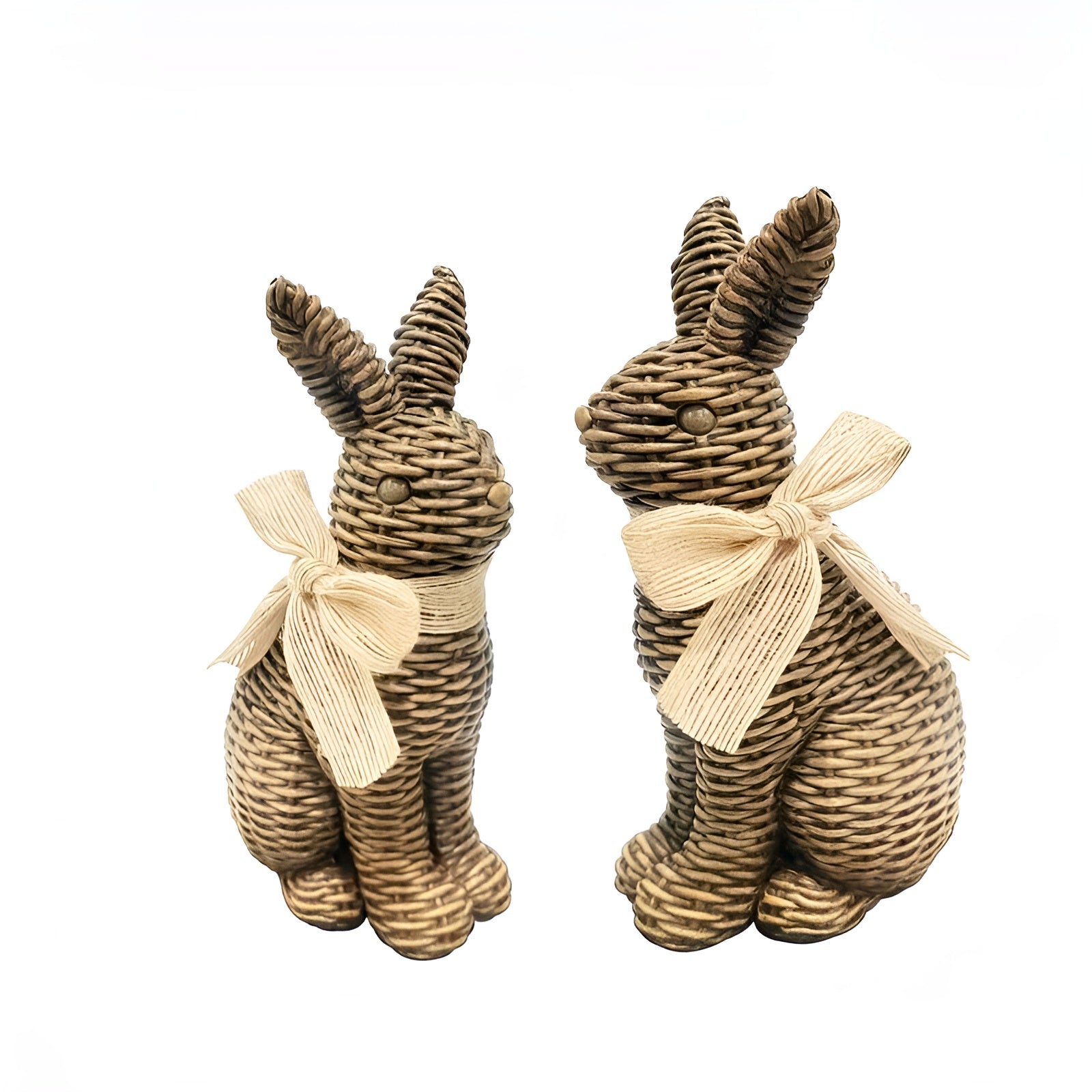 Hasenfigur 2er-Set aus Kunstharz – Vintage Landhausstil mit Sockel & Ranken-Design | Dekorativ für Garten und Ostern