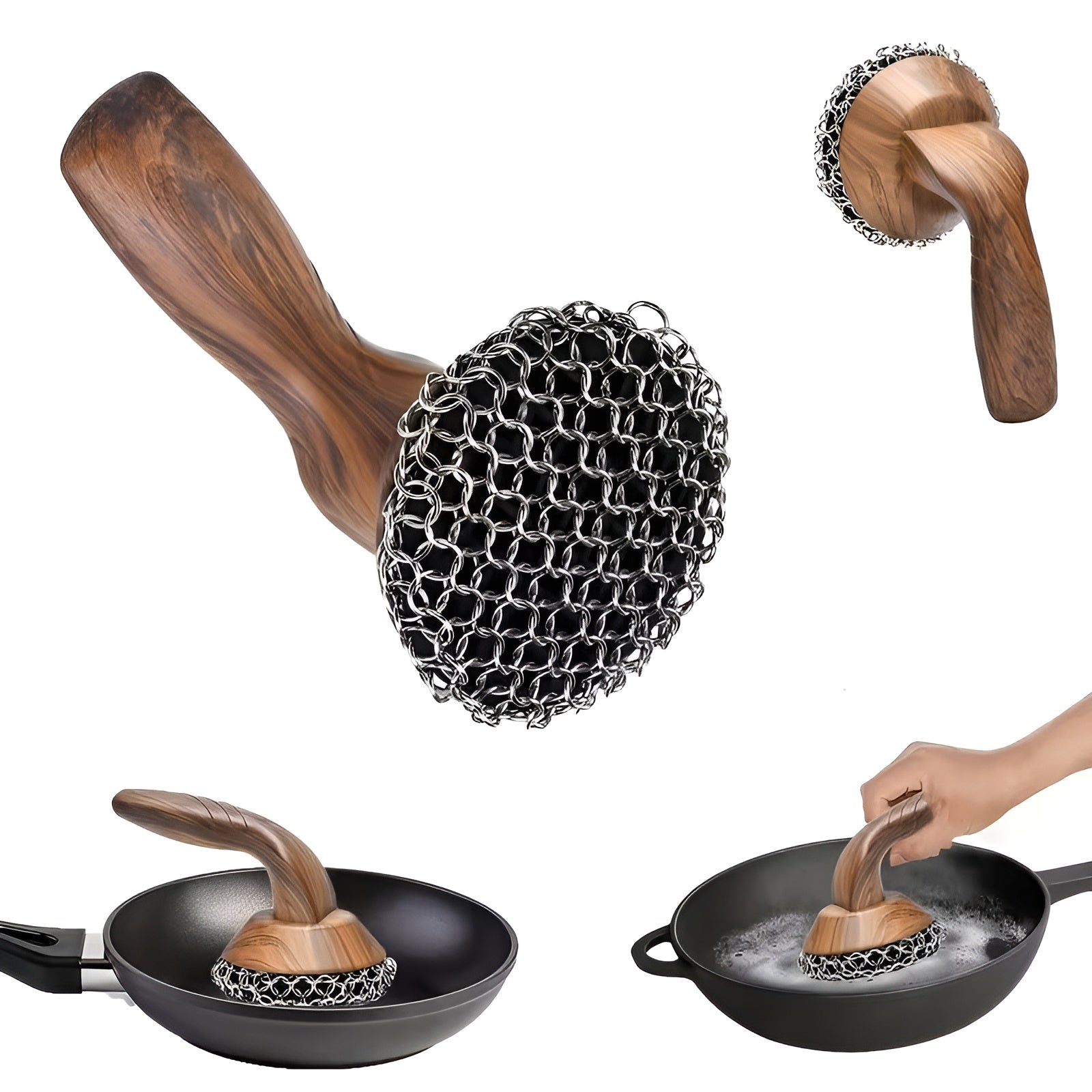 Edelstahl-Kettenreiniger für Gusseisen – Entfernt Eingebranntes mühelos | Ideal für Pfannen & Dutch Oven - 1