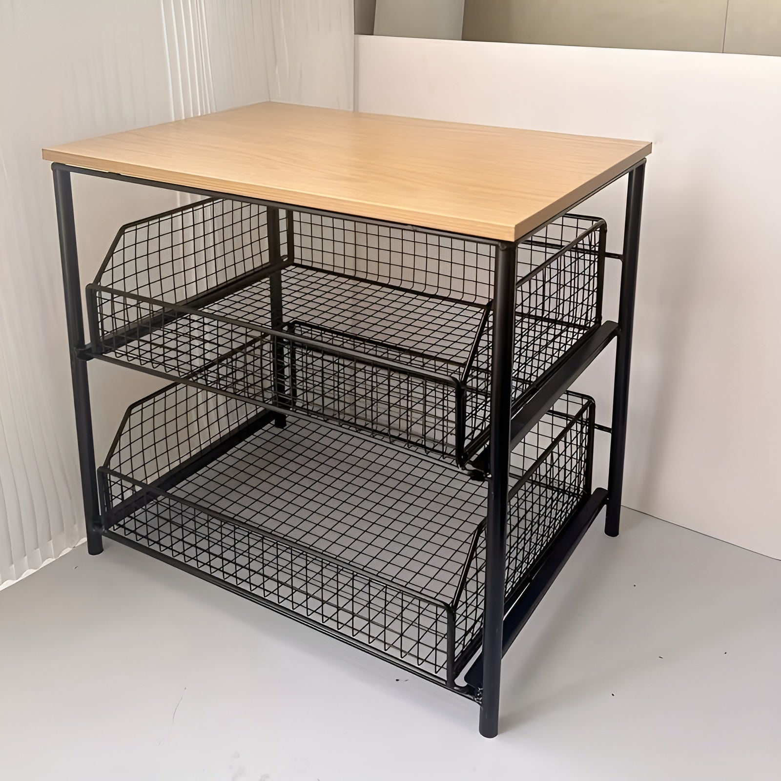 Küchenarbeitsplatten-Organizer – Mit Schublade und Metallkorb | Organisation & Stauraum - Wohnzubehör