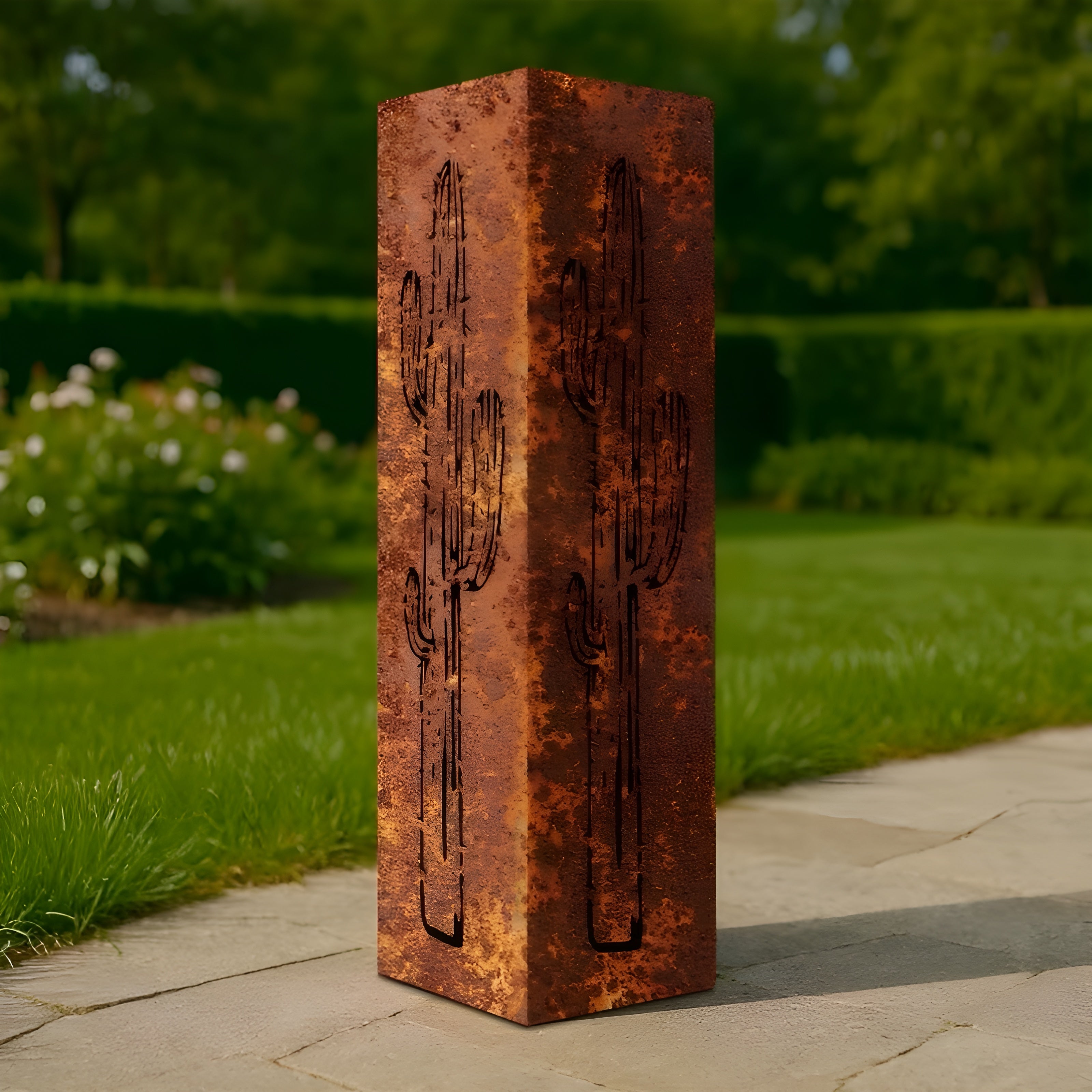 3D Metall-Kaktus Gartenlaterne – Rustikale Dekoration für Garten & Balkon | Dekoratives Windlicht im Wüstenstil