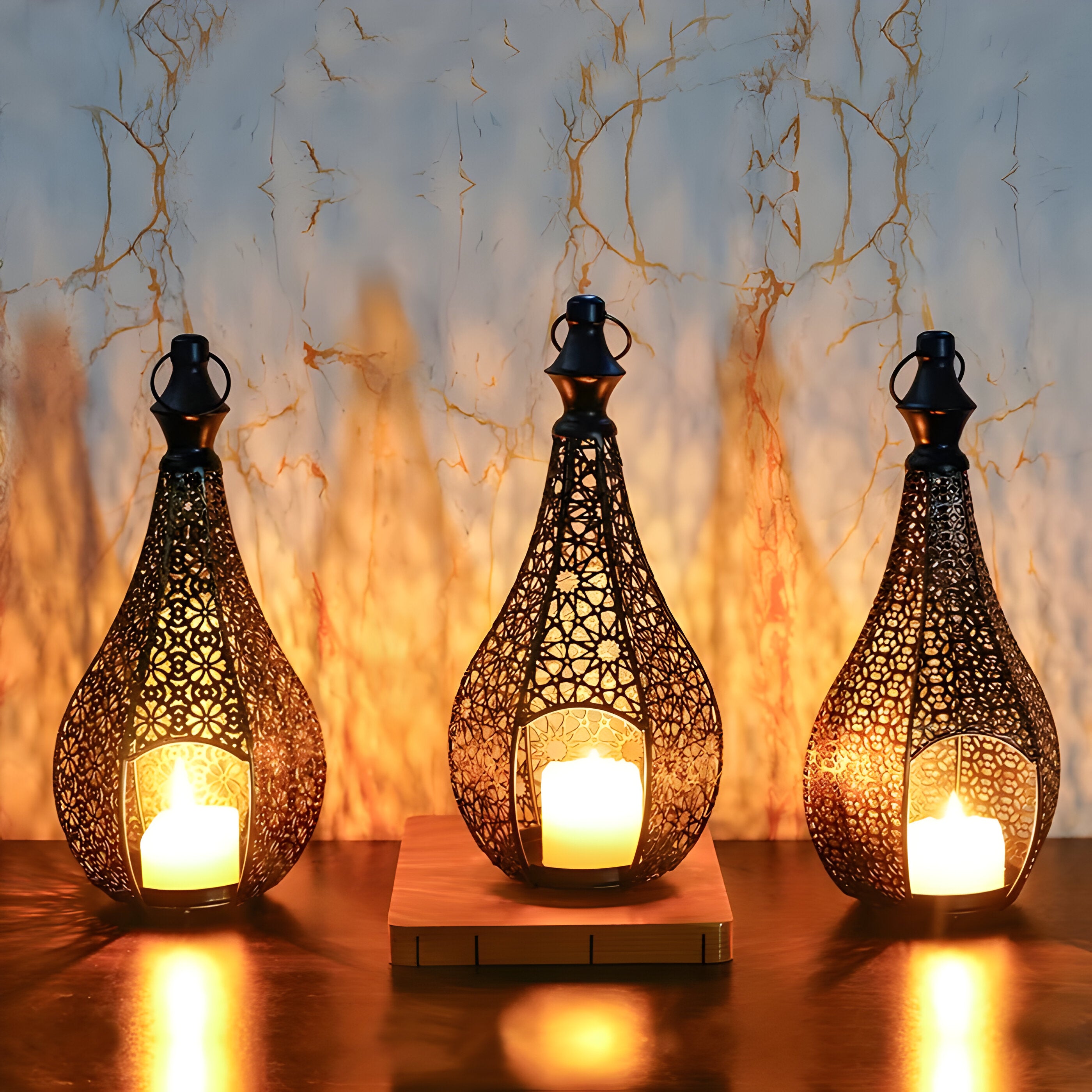 MoroccanGlow Laterne - Vintage Metall Kerzenständer Laterne
