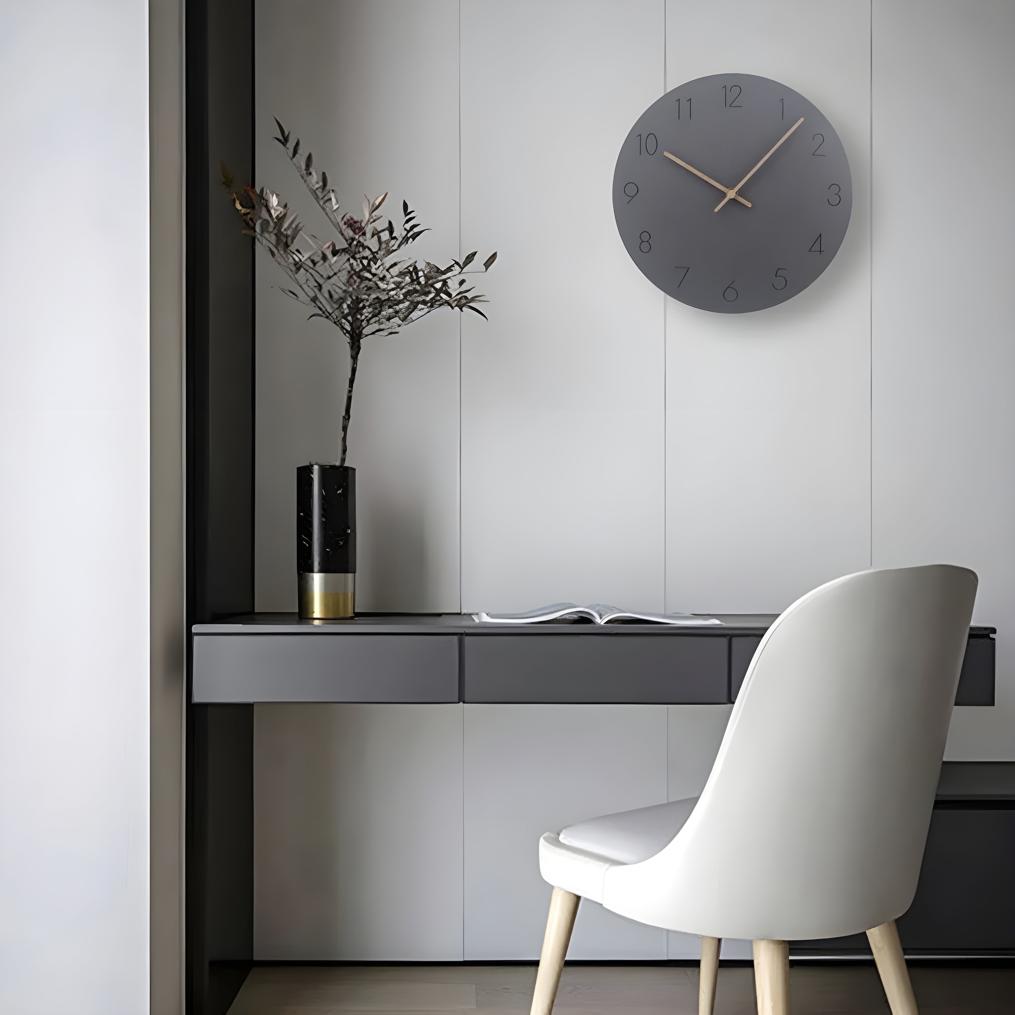 QuietRound Clock - Minimalistische Holz Rund Wanduhr