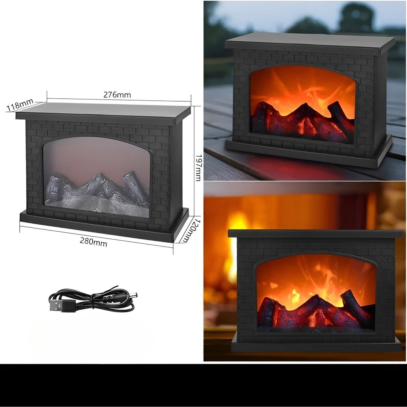 RadiantFlame Lamp - Kamin Flamme LED Laterne Nachtlicht