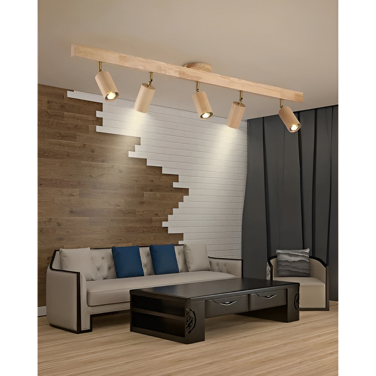 Schienenlampe aus Massivholz – Dekorative LED-Deckenbeleuchtung | Modernes Design für jedes Zimmer