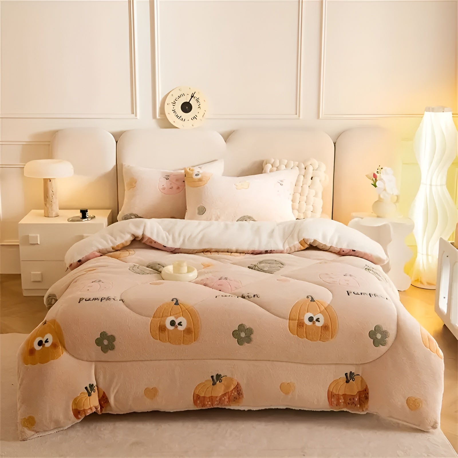 Kuscheldecke mit Kürbis- und Schneeflockenmotiv – Weich, Warm und Stilvoll | Perfekt für Herbst und Winter