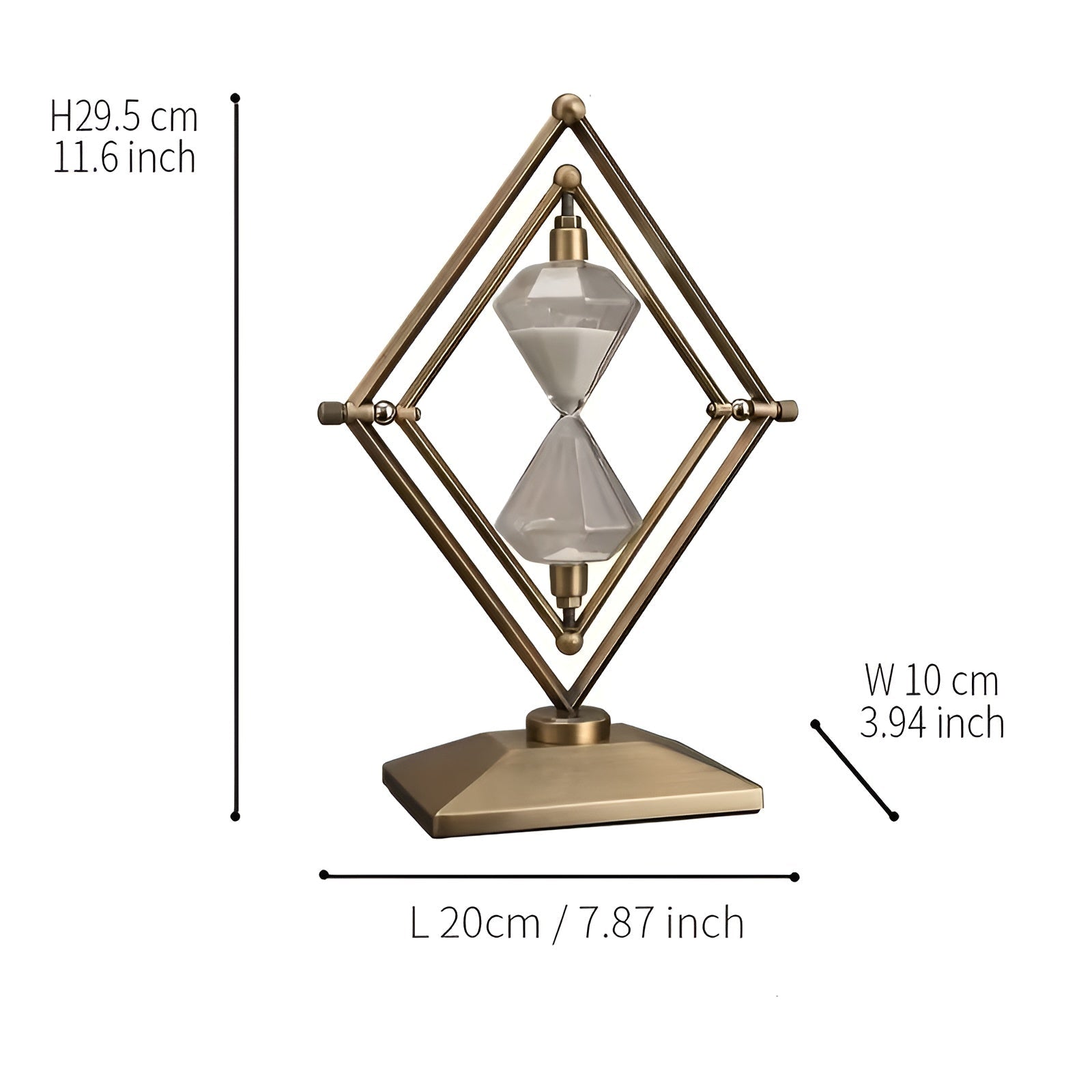 Sanduhr mit geometrischem Metallrahmen – Dekorativ und Entspannend | Mit weißem Sand als Meditationstimer - Wohnzubehör