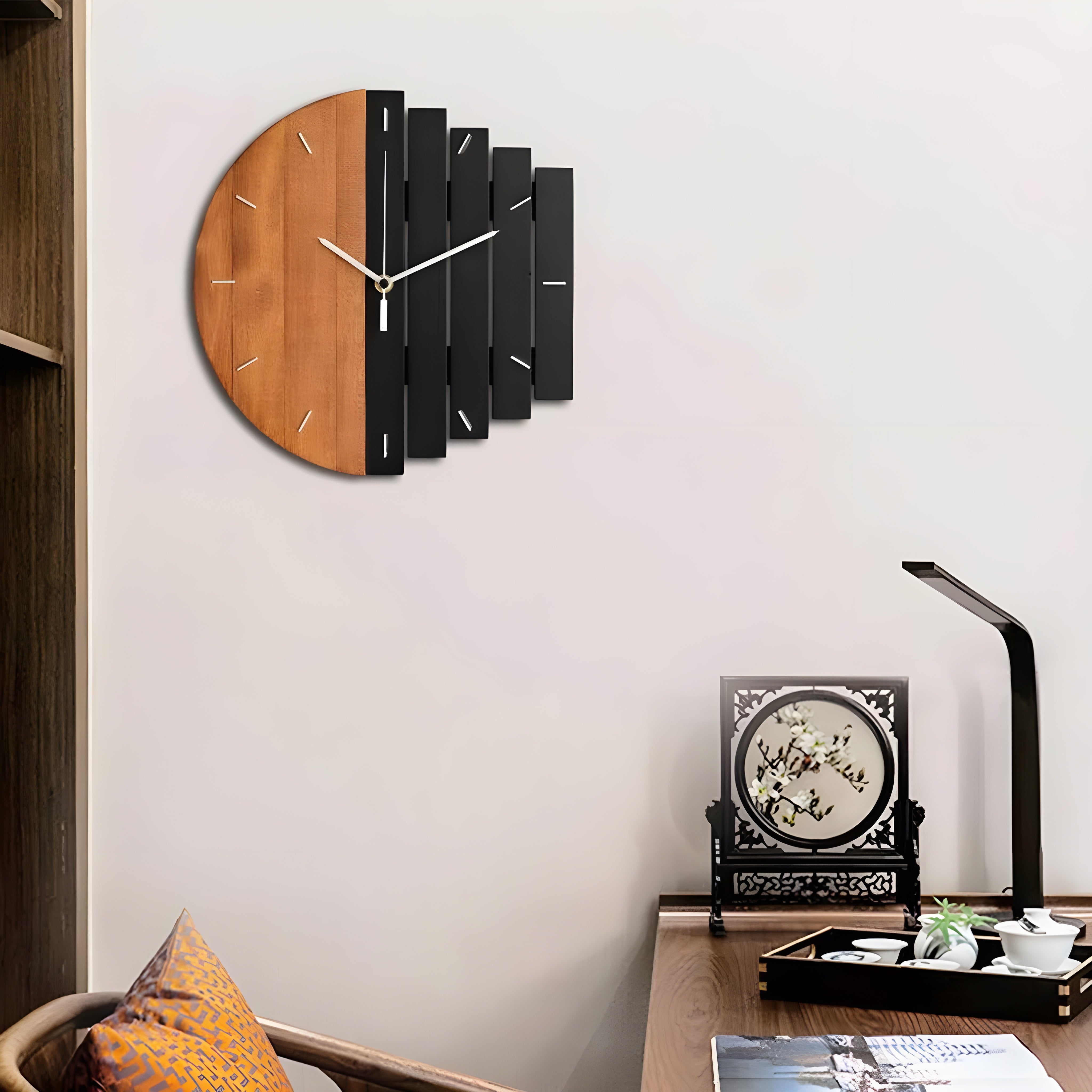 Wanduhr aus Holz mit 3D-Effekt – Dekoratives Design im Rustikalen Stil