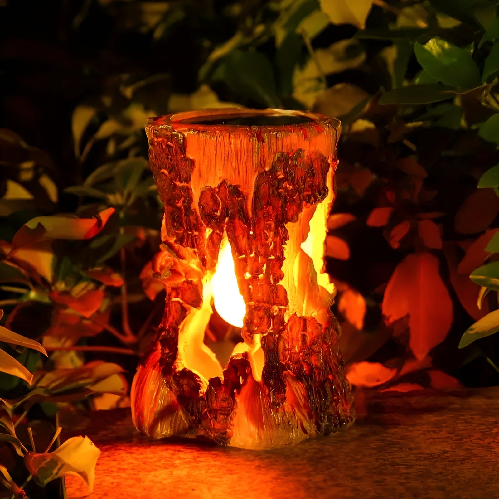 Solar Baumstumpf Lampe – Dekorative Gartenfigur aus Kunstharz | Stimmungsvolles Licht für Terrasse & Balkon