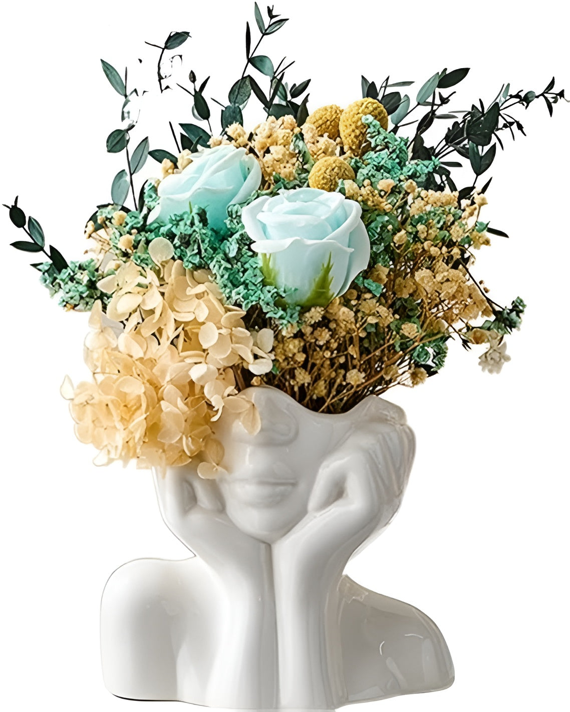 Keramikvase mit Gesichtsmotiv – Elegante Wohnraumdeko | Ideal für Tische & Sideboards