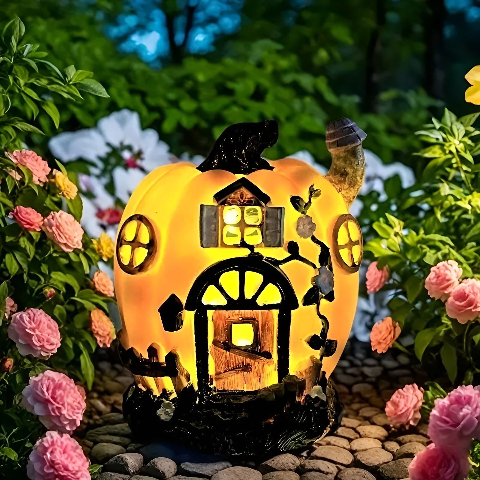 Solar Kürbishaus – Leuchtende Garten-Deko mit LED | Perfekt für Halloween, Balkon & Terrasse