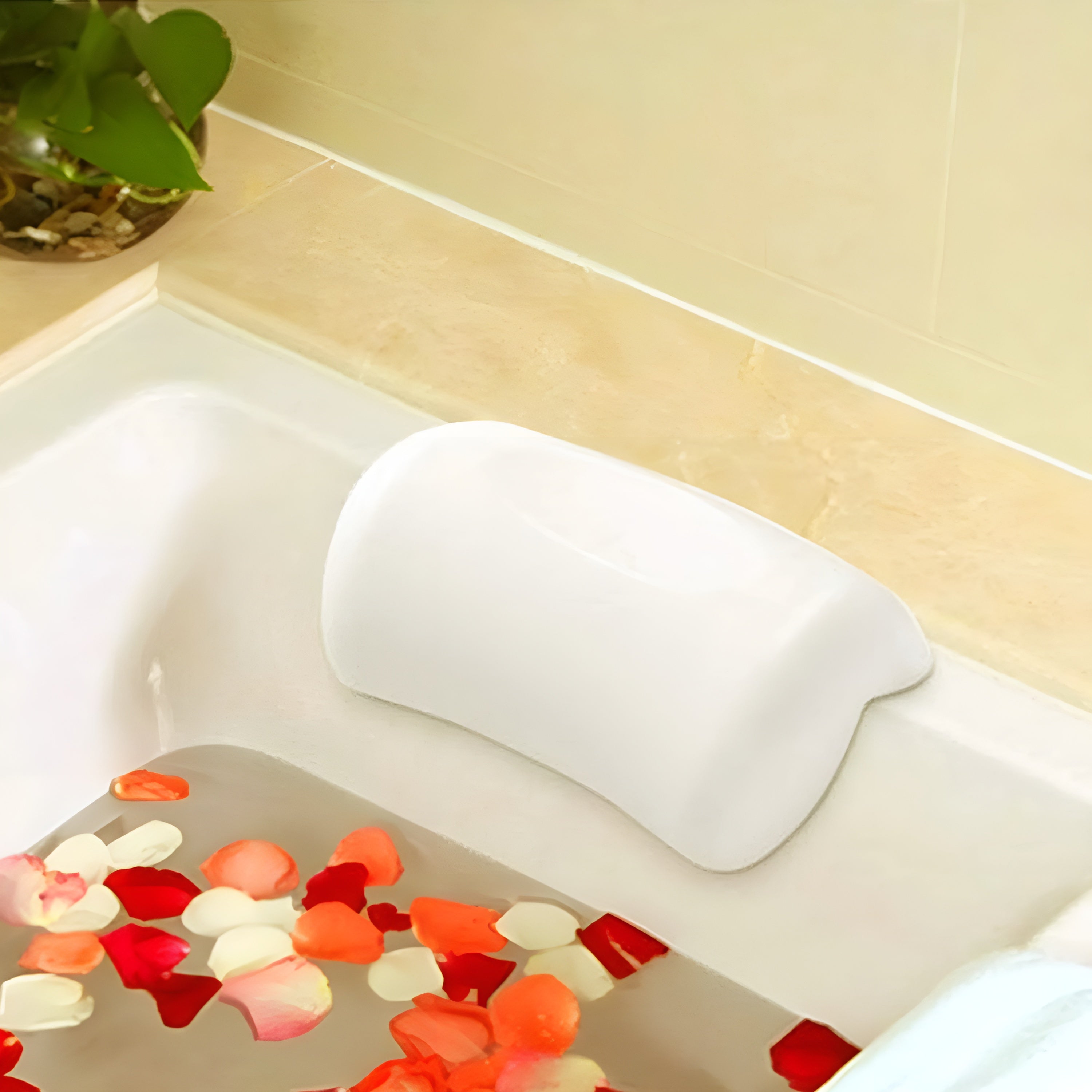 Badewannenkissen – Wasserdicht & Rutschfest | Weiches Memory Foam Kopf- & Rückenpolster mit Saugnäpfen