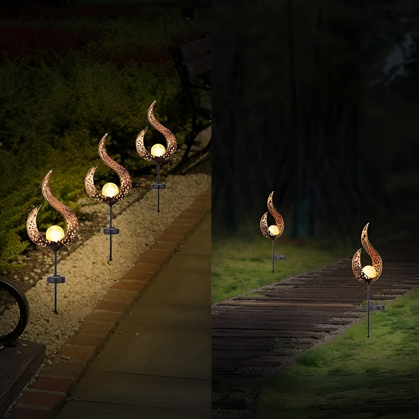 Solar-Gartenlampe aus Metall – Warmes LED-Licht | Dekorativ für Terrasse & Garten