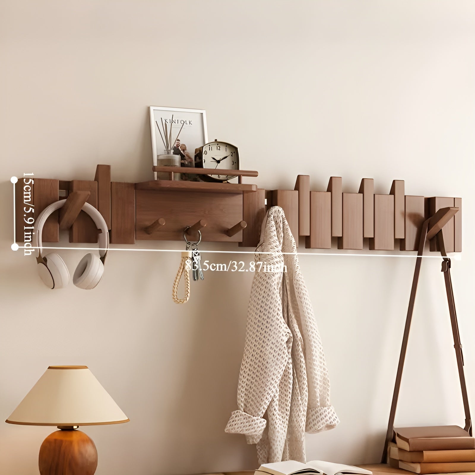 Schlüssel-förmige Wandgarderobe – Dekorativ und Platzsparend | Aus Massivholz für Flur, Garderobe und Eingangsbereich