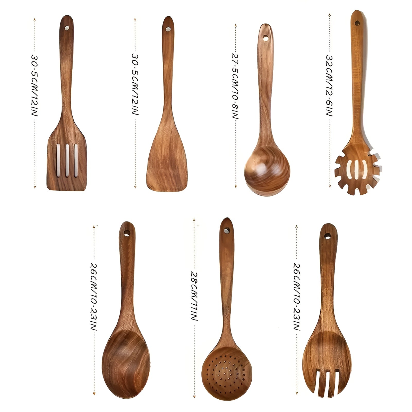 7‑teilige Set Küchenutensilien aus Holz – Hitzebeständig & Antihaft |Ideal für Pfanne und Salat