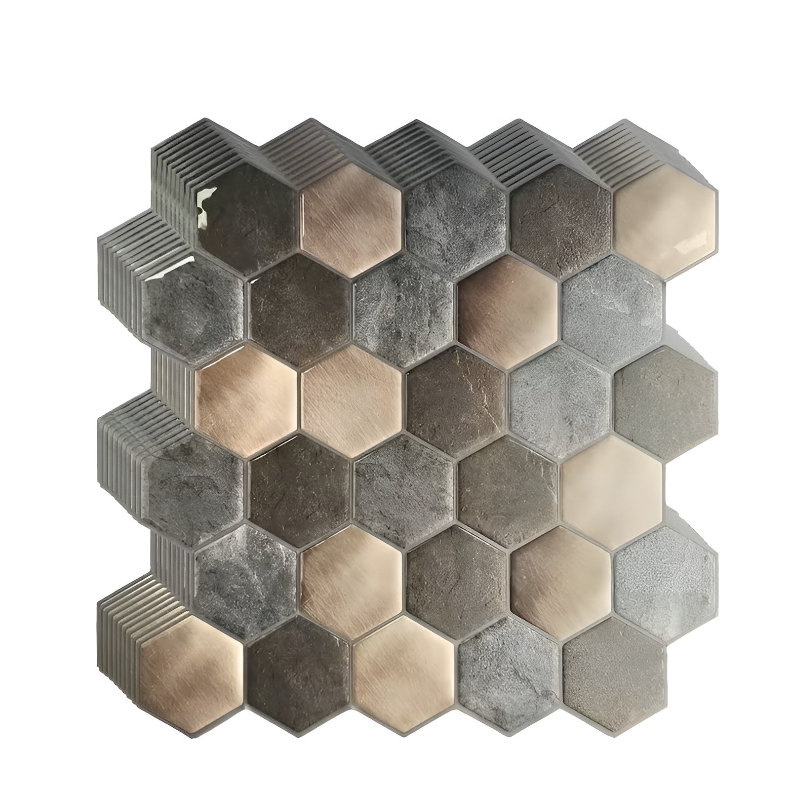 3D Hexagon Wandpaneele – Selbstklebende Metalloptik Wandverkleidung | Moderne Wanddeko für Wohnzimmer Küche oder Flur