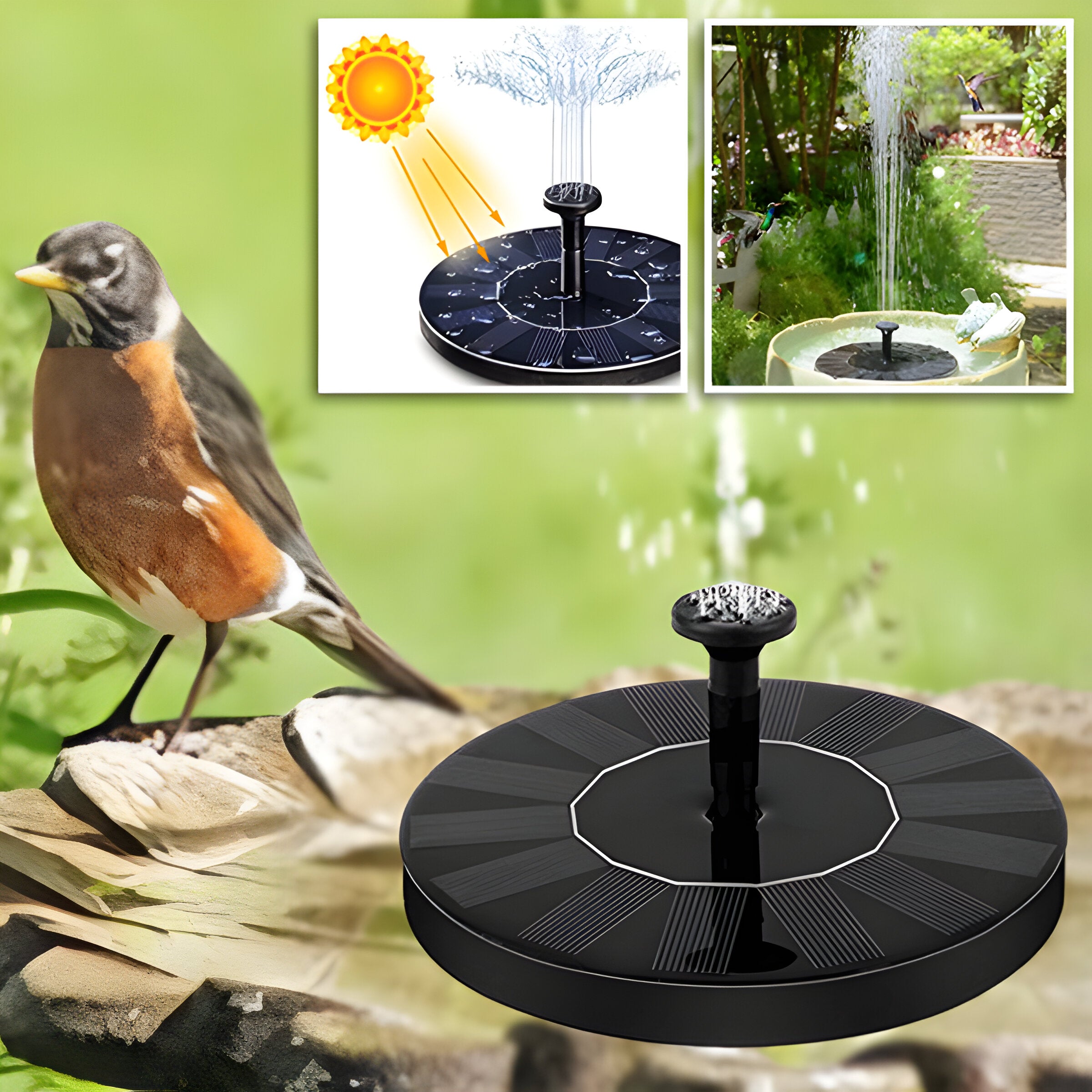 AquaBliss Rise - Solar-Wasserbrunnen für Draußen