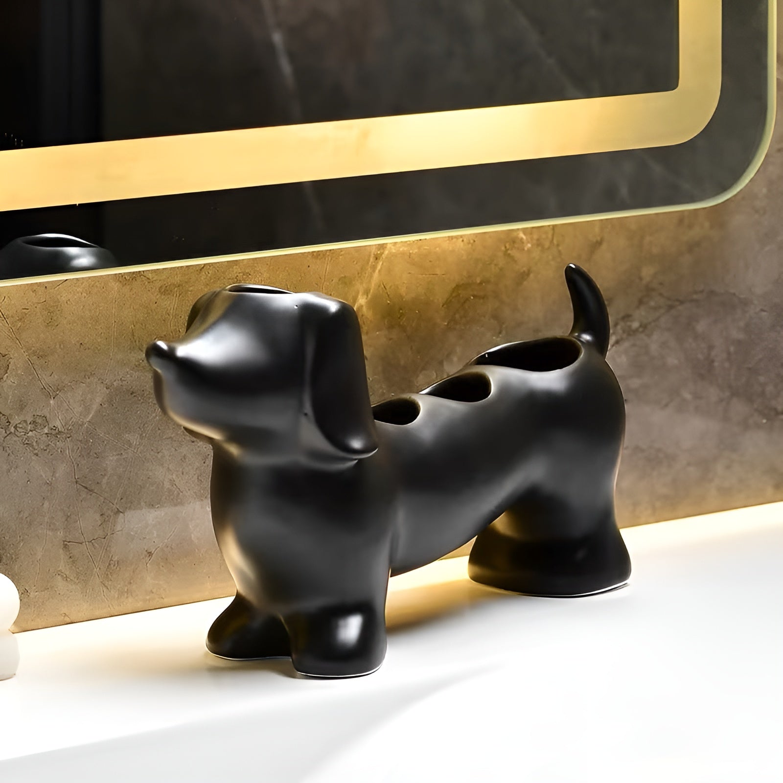 Keramischer Zahnbürstenhalter für Hunde – Hygienisch & Dekorativ | Perfekt für Waschbecken und Badregal - Wandregal