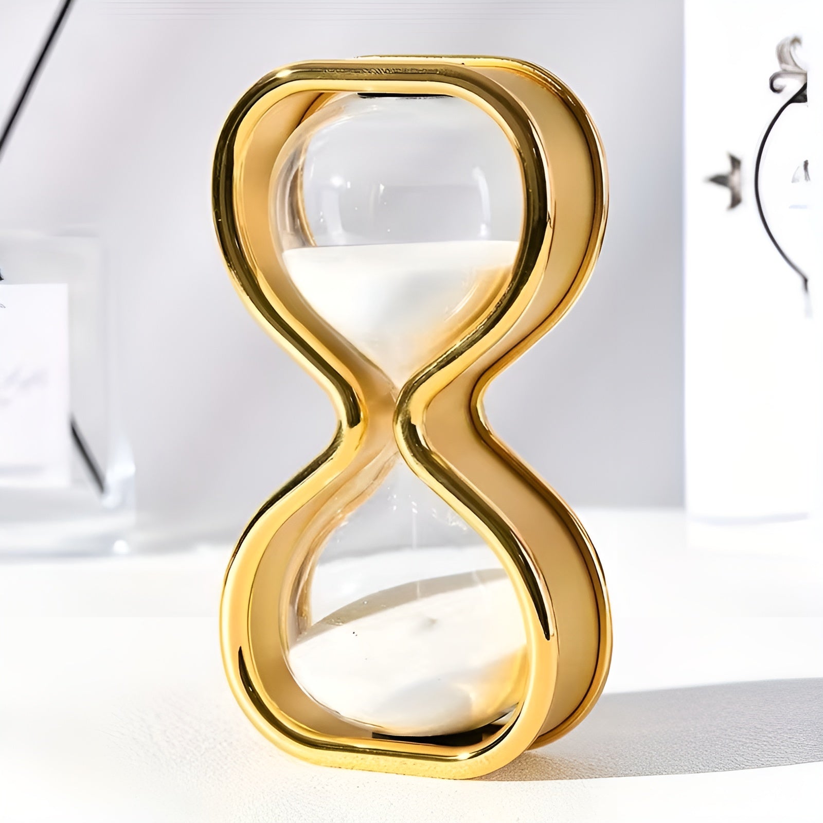 Sanduhr mit farbigem Sand – Dekorativ und Entspannend | Eleganter Metallrahmen ca. 30 Minuten für Büro und Zuhause