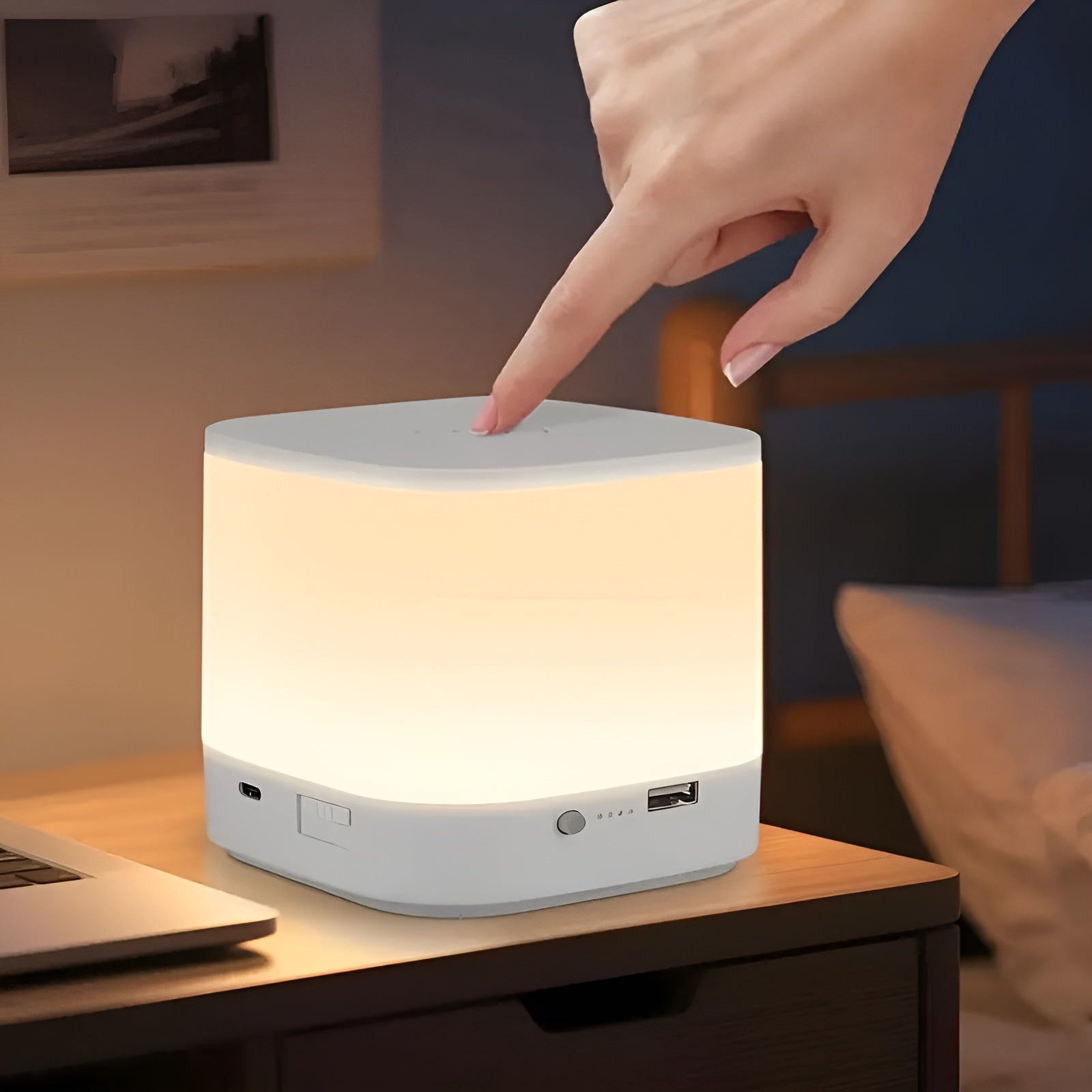 LED-Tischlampe mit Touch-Dimmer – Einstellbare Helligkeit & Farbtemperatur | USB-Aufladung, Timer, Ideal fürs Schlafzimmer