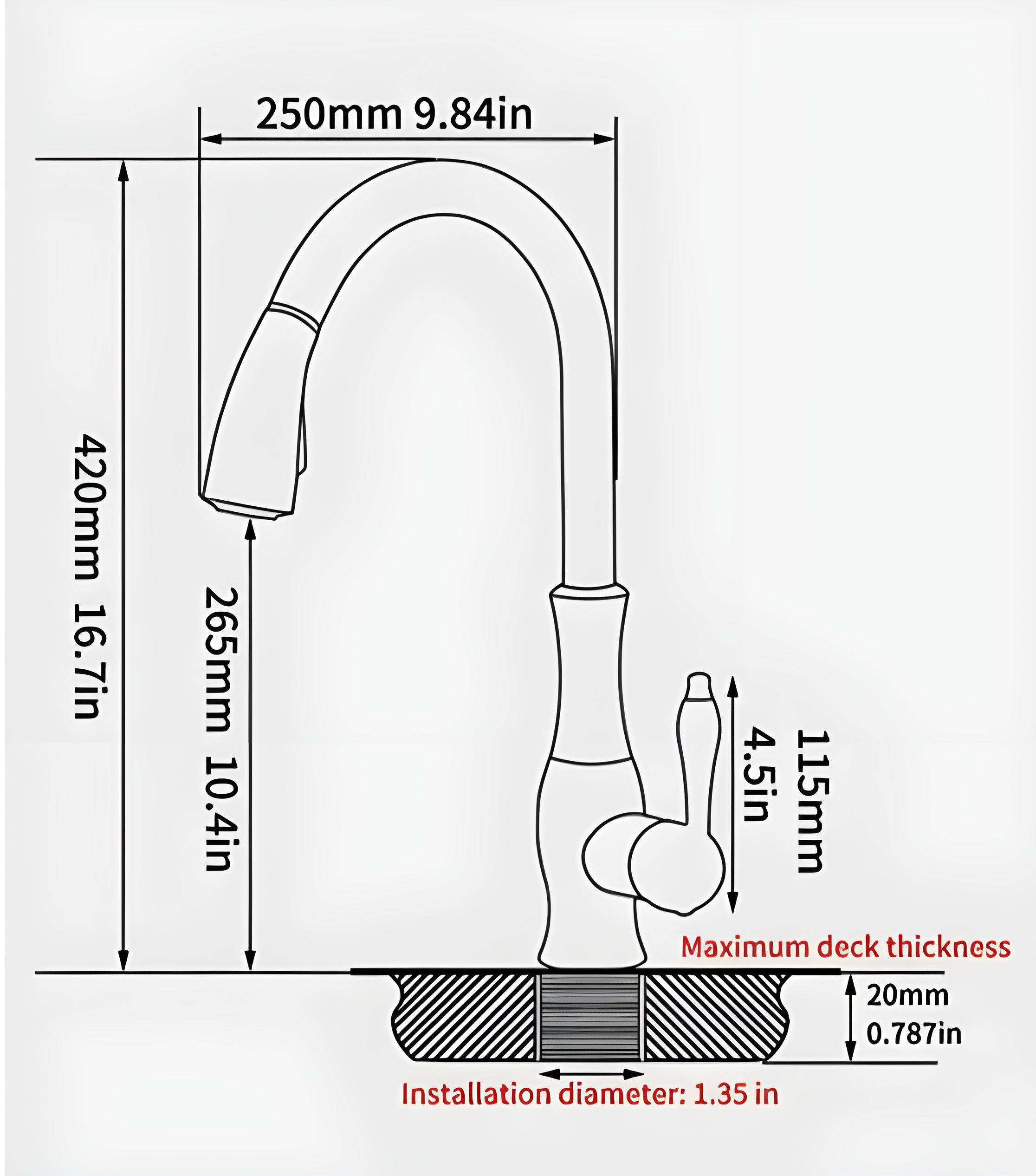 Küchenarmatur mit ausziehbarem Brausekopf – 360° drehbar | Ideal für Spüle und Abwasch