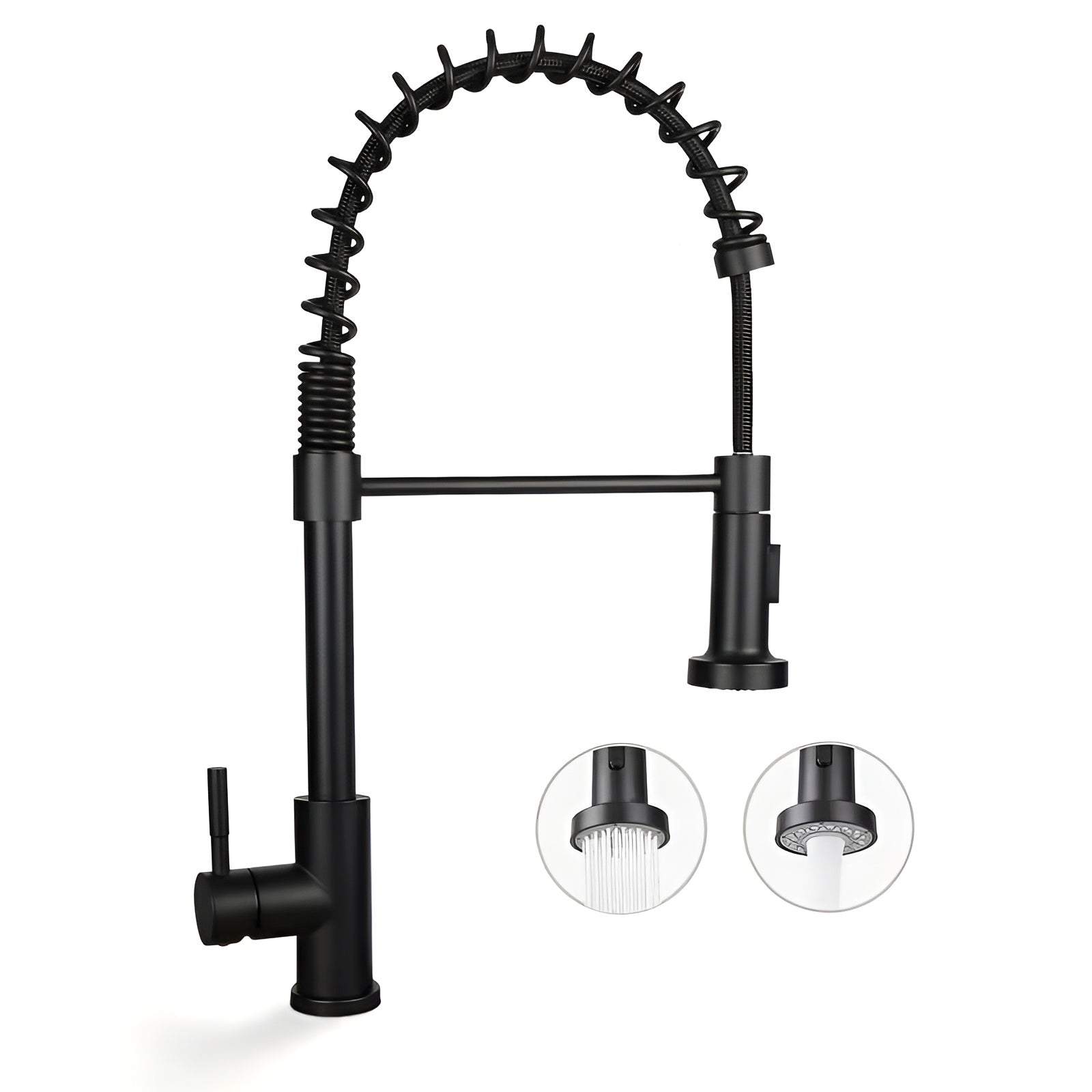 Küchenarmatur mit Brause – Hochdruck Wasserhahn mit Ausziehfunktion | 360° schwenkbar, Edelstahl in Schwarz oder Weiß