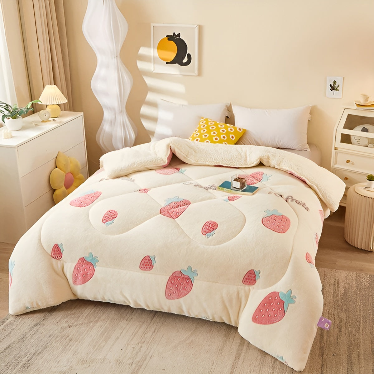 Flanell-Bettdecke mit Blumenmuster – Weich und Gemütlich | Perfekt für das Schlafzimmer