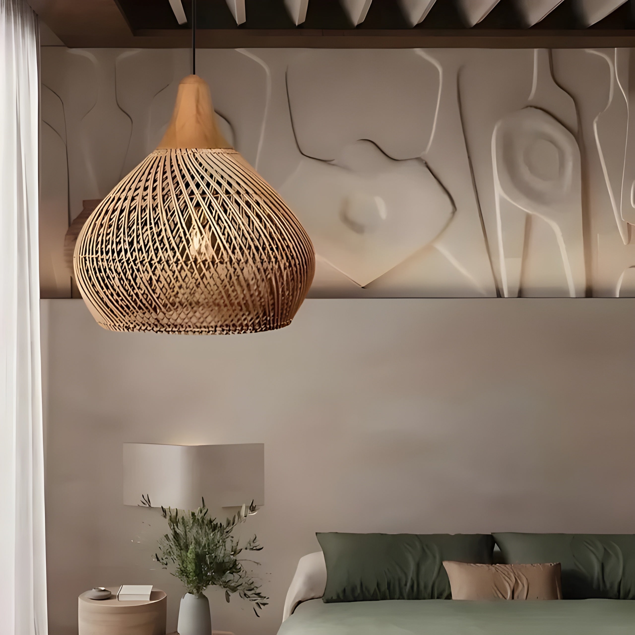 BistroBeam Light - Moderne Rattan-Pendelleuchte