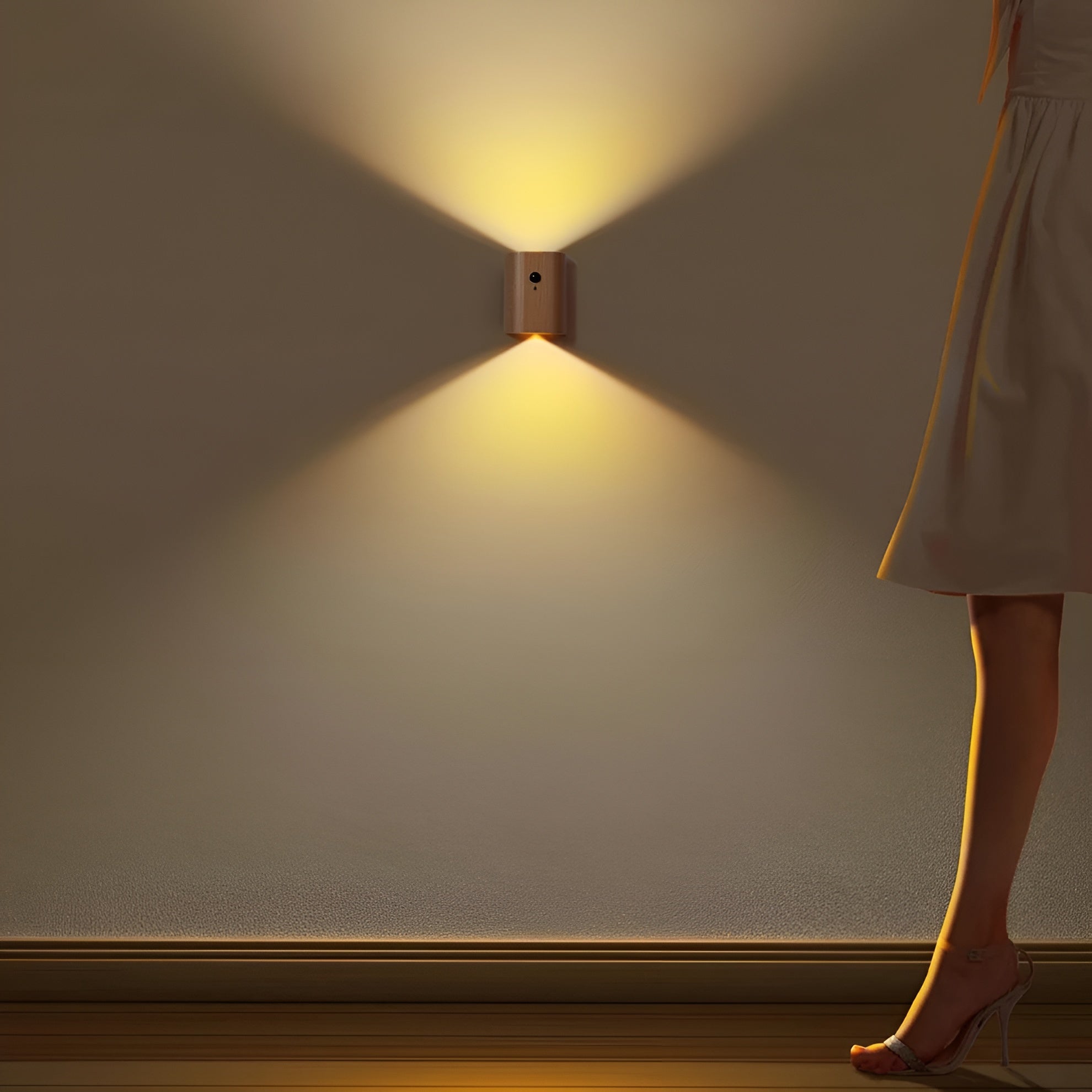 LED Wandleuchte aus Holz – Mit Bewegungssensor & USB | Für Flur & Treppe