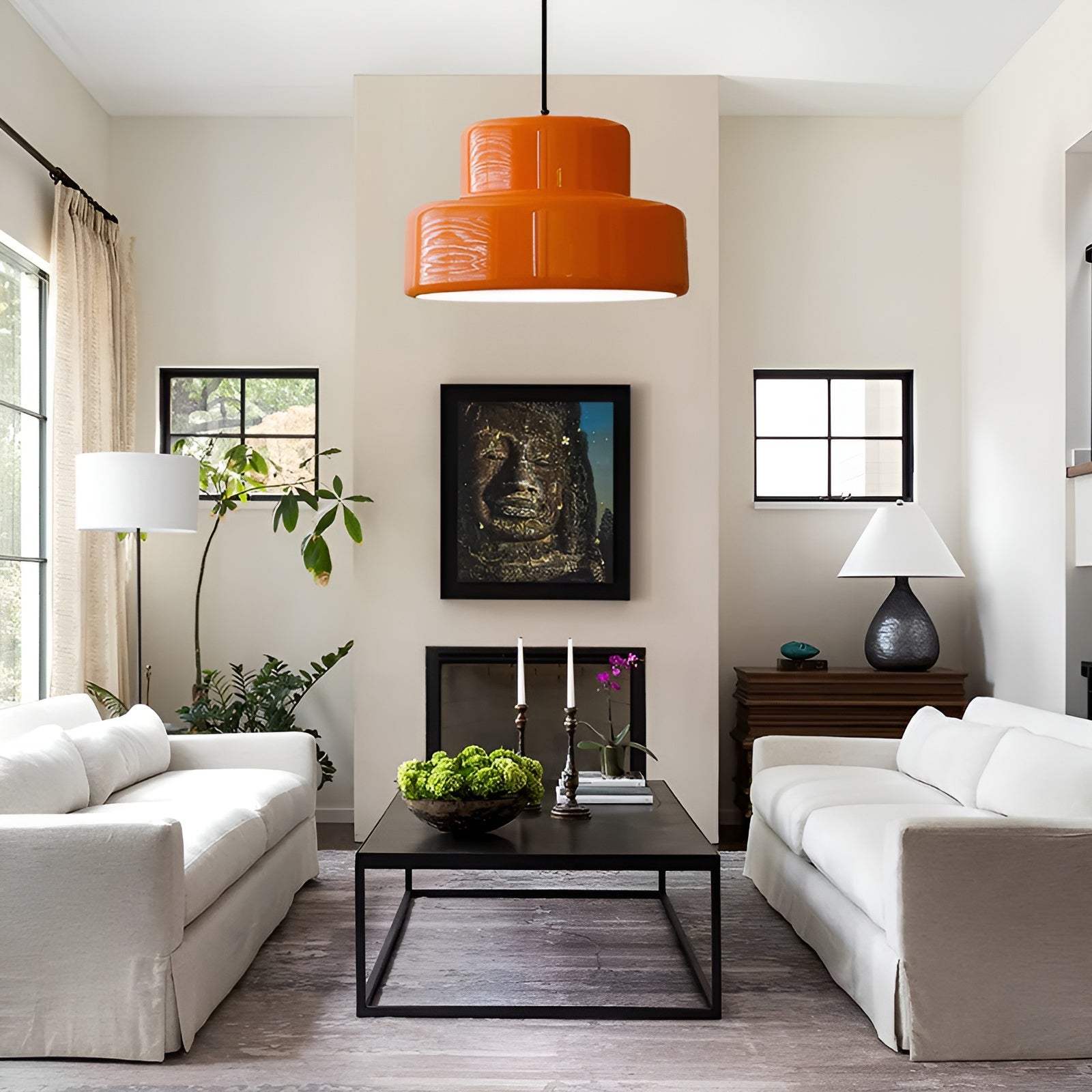 Bauhaus-Hängelampe – Vintage Optik in Orange | Stilvolle Pendelleuchte für Ihr Zuhause