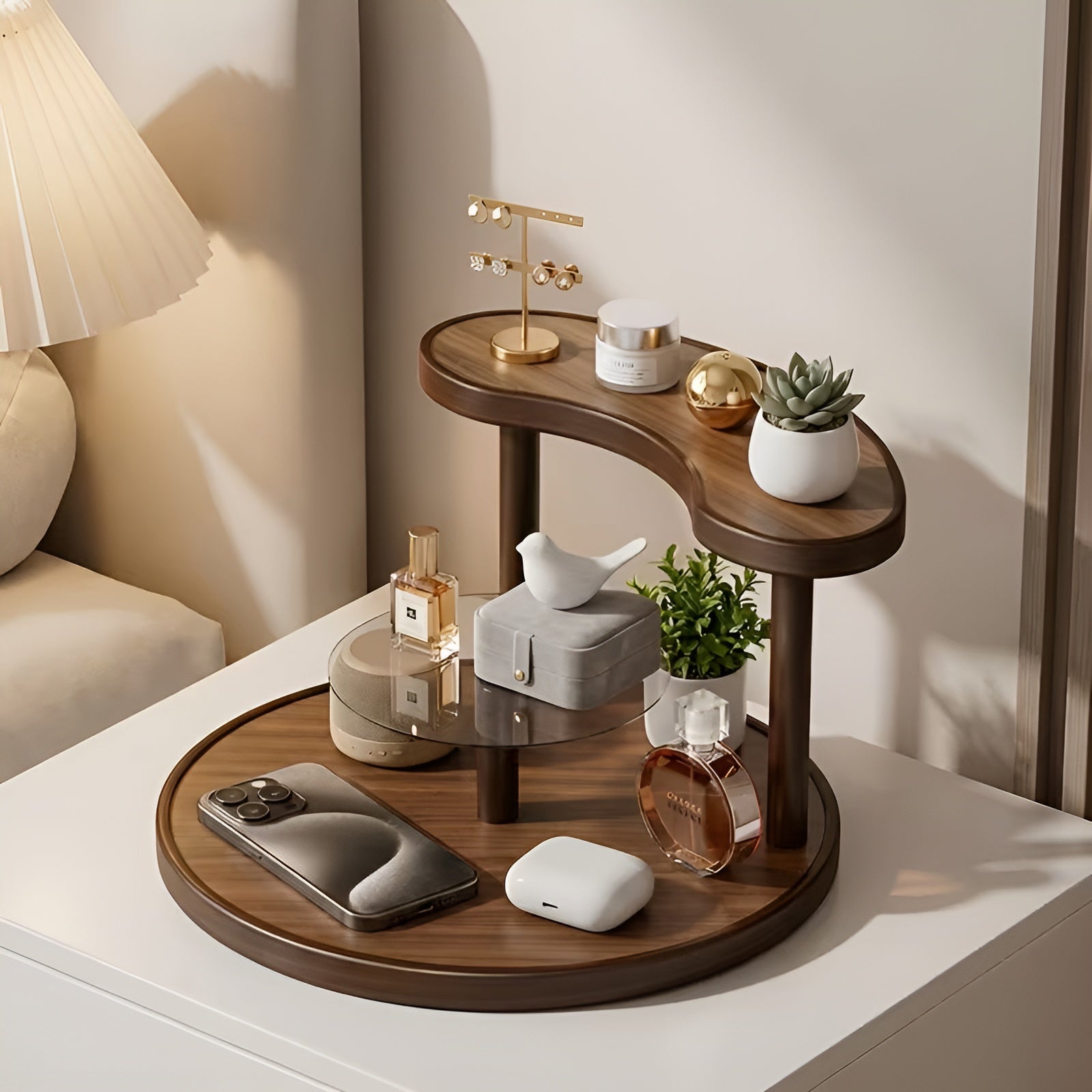 Drehbarer Make-up-Organizer aus Holz – 3-stöckig und stabil | Praktische Aufbewahrung für Kosmetik - Wohnzubehör