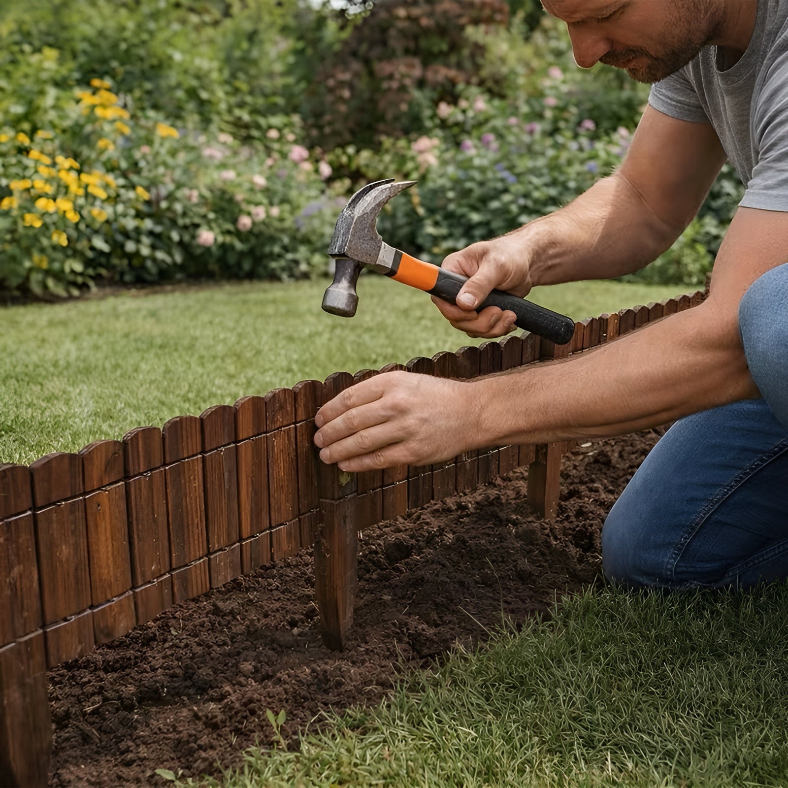 Gartenumrandungszaun Dunkelbraun – Dekorative Karottenrahmen-Rasenumrandung Für Blumenbeete Und Landschaftsgestaltung