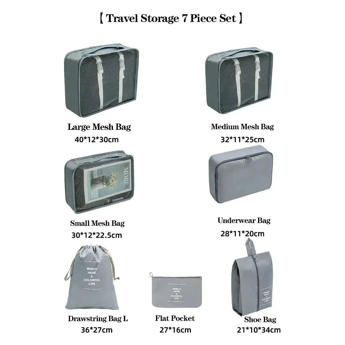 TravelTreasure Set - Aufbewahrungstaschen für die Reise 7-teiliges Set Elegare