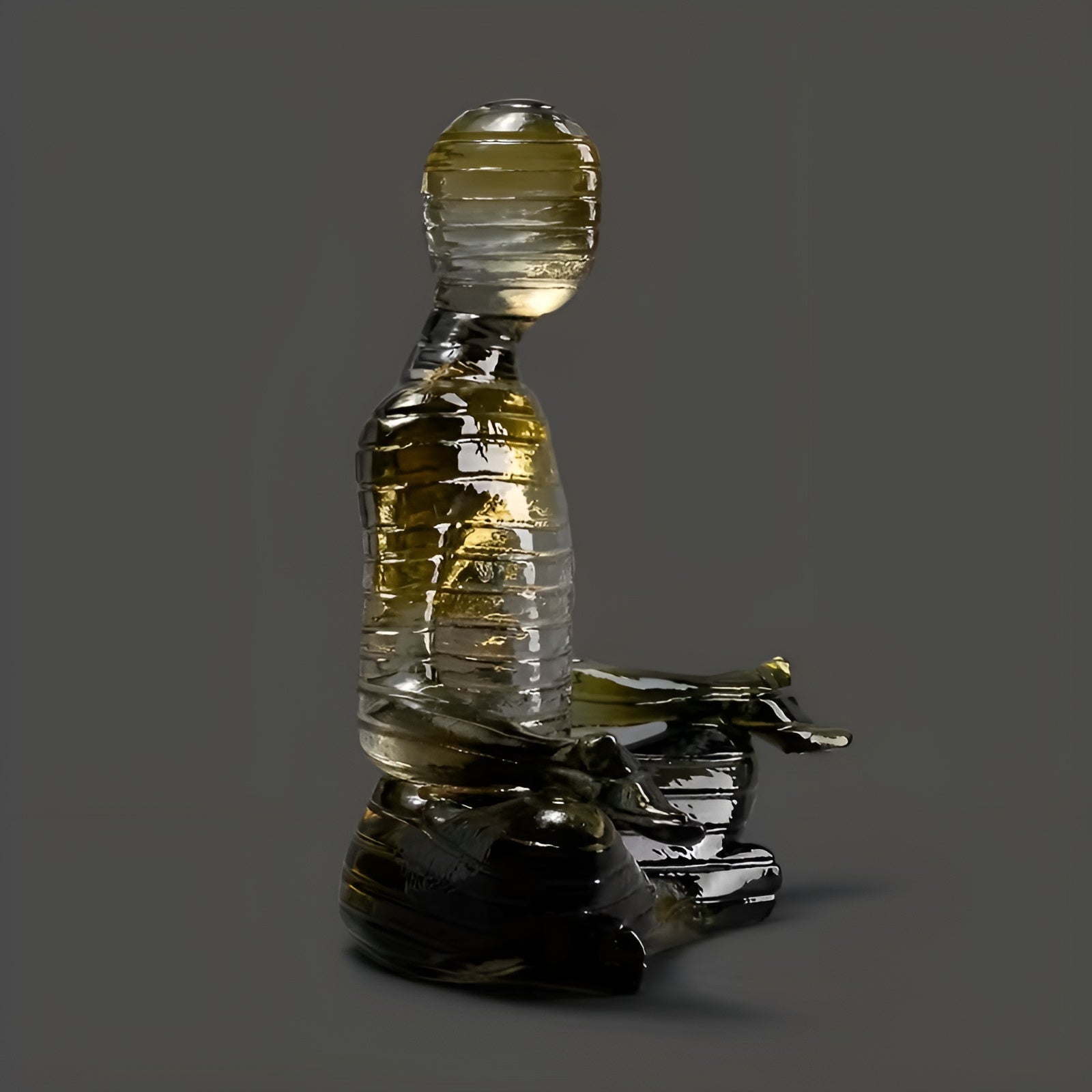 Meditative Yoga-Skulptur – Ruhige Figur in Lotusposition | Dekorative Resin-Statue für Zuhause - Gelbverlauf - Skulptur