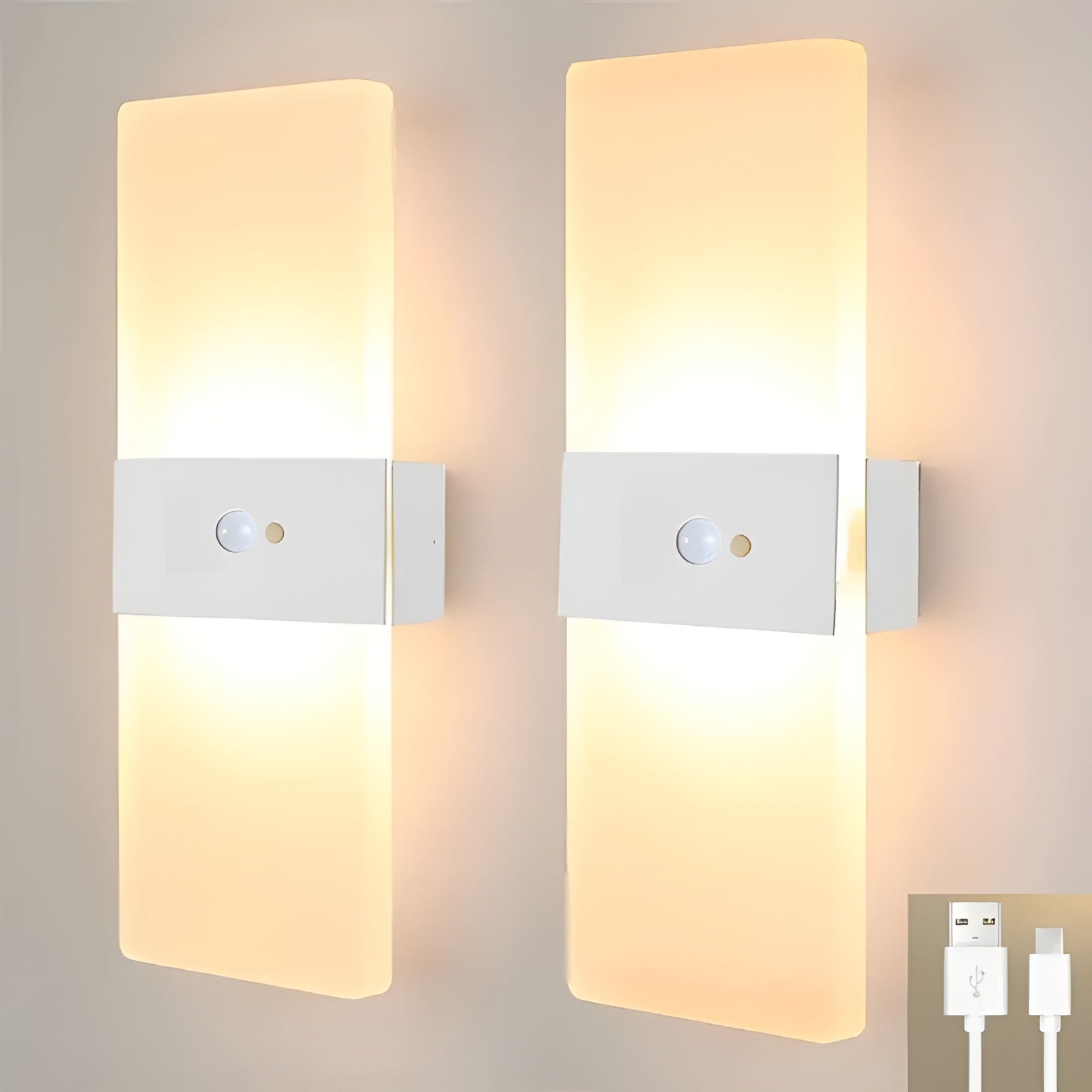 LED-Nachtlichter mit Bewegungsmelder 2er-Set- USB-Aufladung | Magnetische Montage für Schlafzimmer, Flur & Treppe