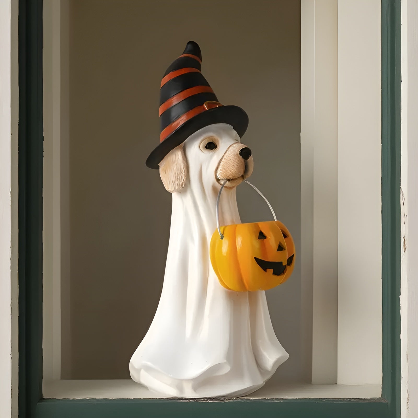 Hund & Katze mit Kürbis – Dekofigur Detailreiche Harzskulptur | Perfekt für Innen & Garten