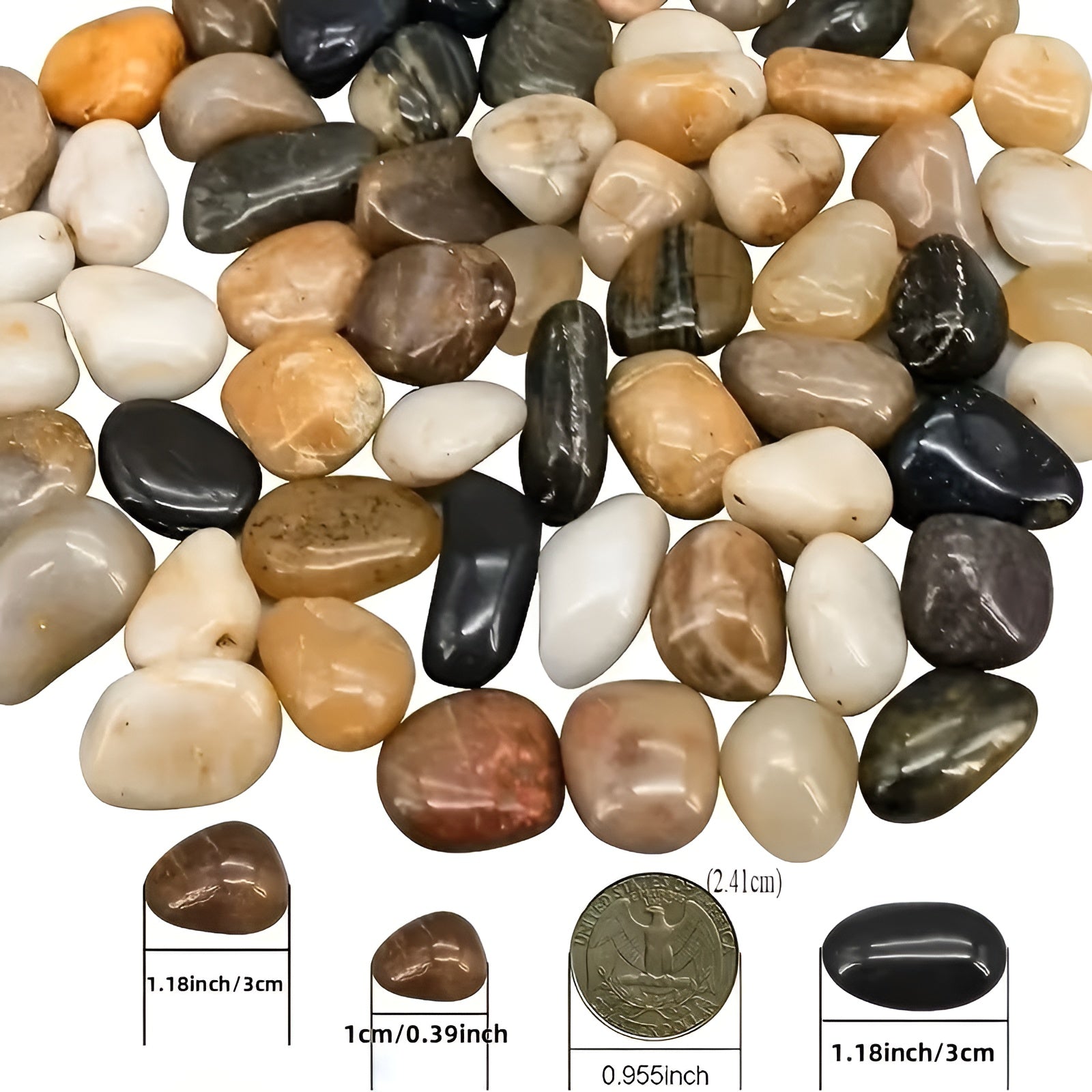 Polierte Dekosteine (900 g) – Natürliche Zierkiesel für Aquarium Blumentöpfe & Gartendeko - Wohnzubehör