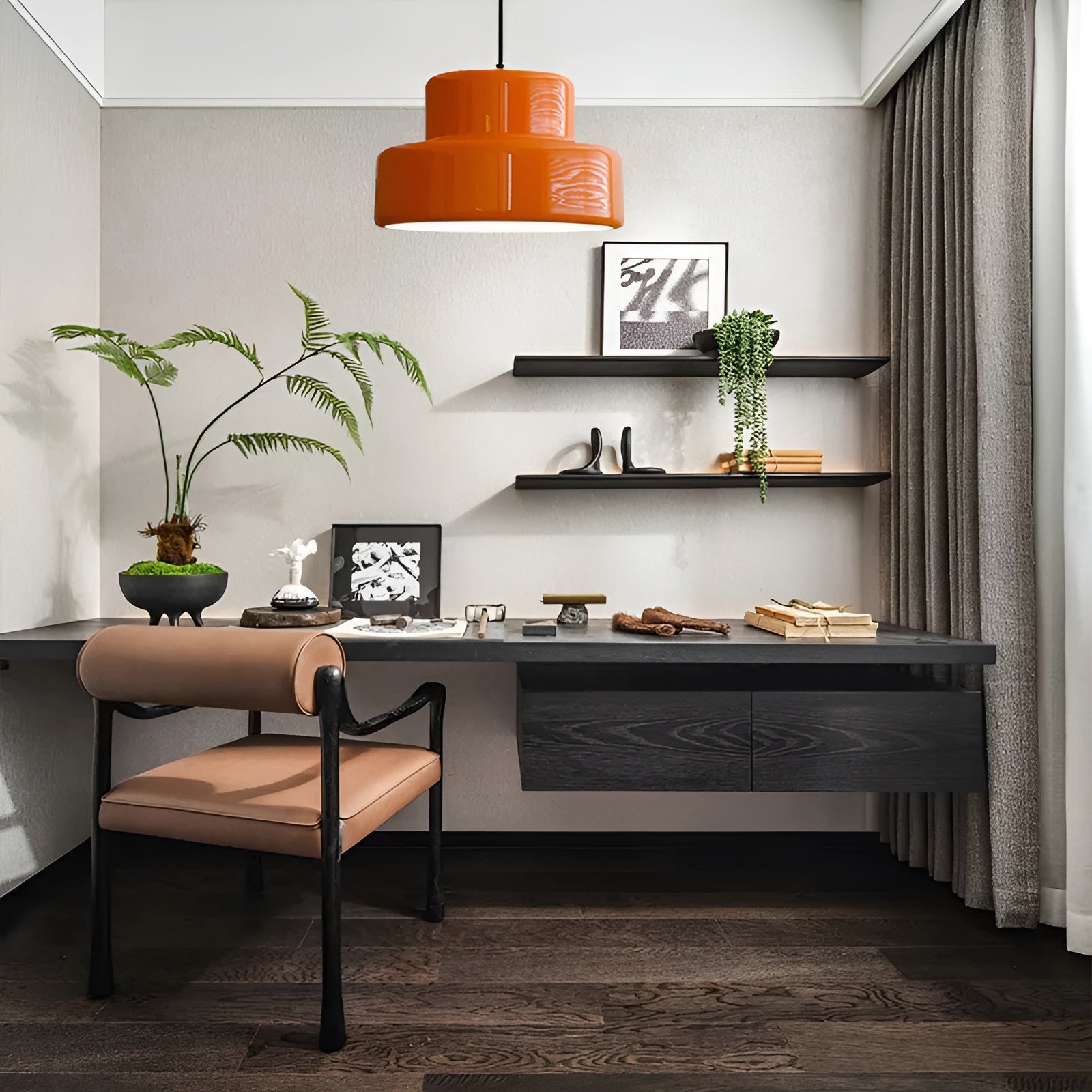 Bauhaus-Hängelampe – Vintage Optik in Orange | Stilvolle Pendelleuchte für Ihr Zuhause