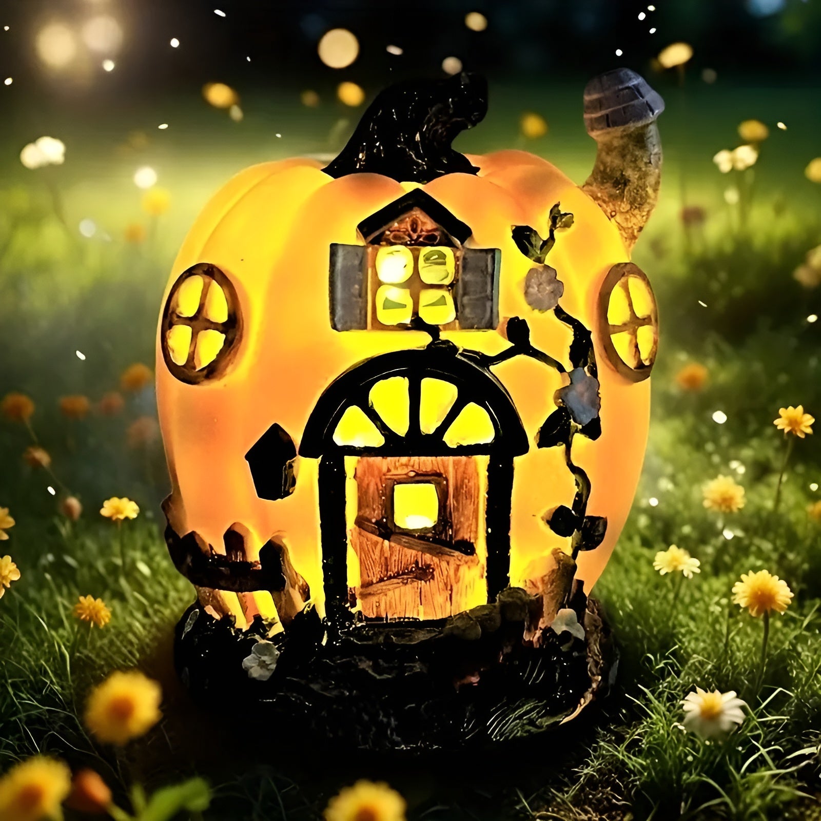 Solar Kürbishaus – Leuchtende Garten-Deko mit LED | Perfekt für Halloween, Balkon & Terrasse